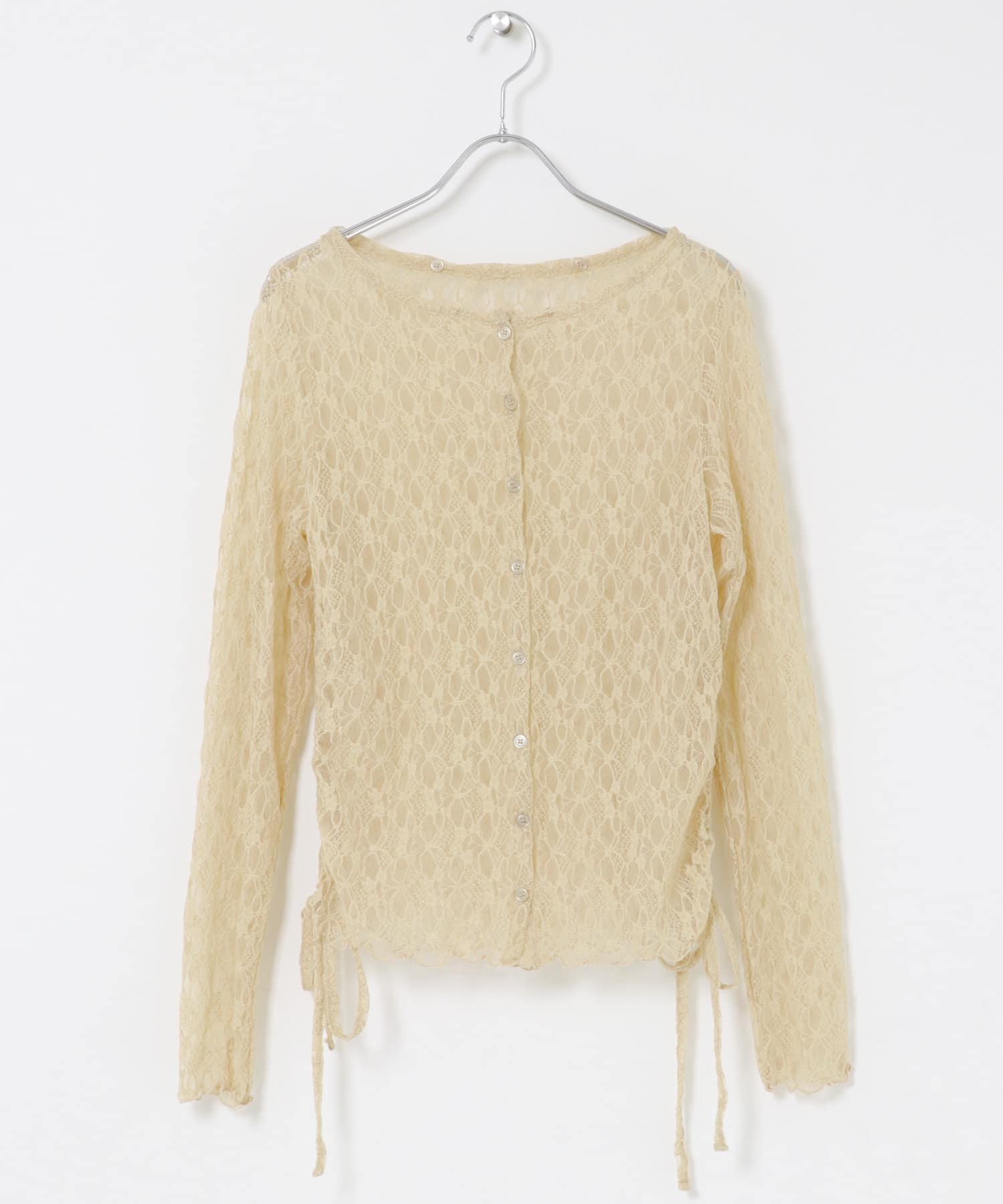 『洗濯可』フーディレースカットトップ BEIGE One