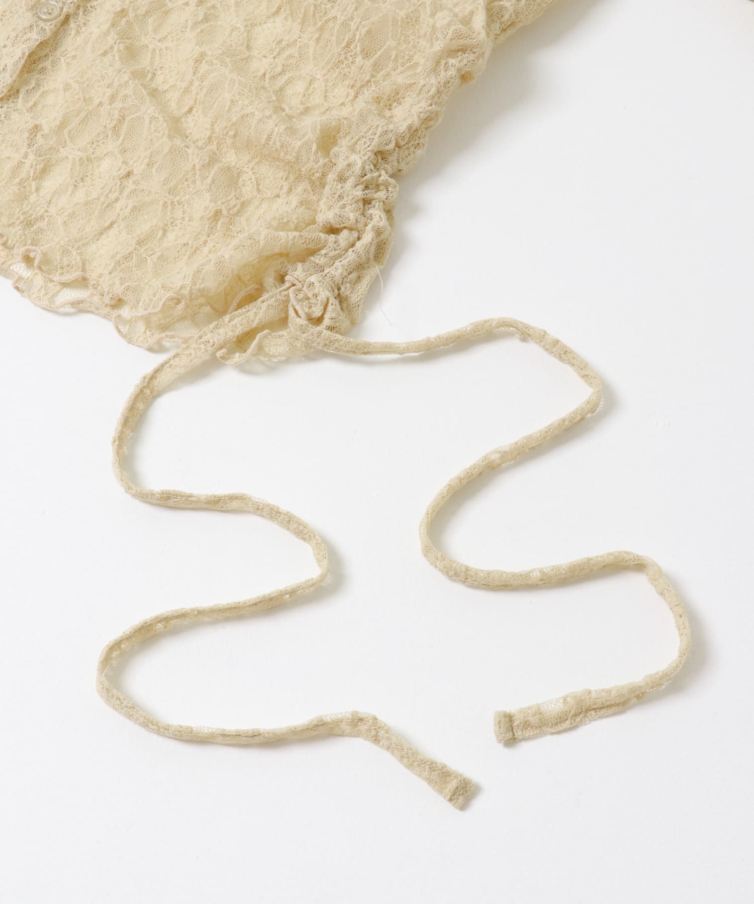 『洗濯可』フーディレースカットトップ BEIGE One