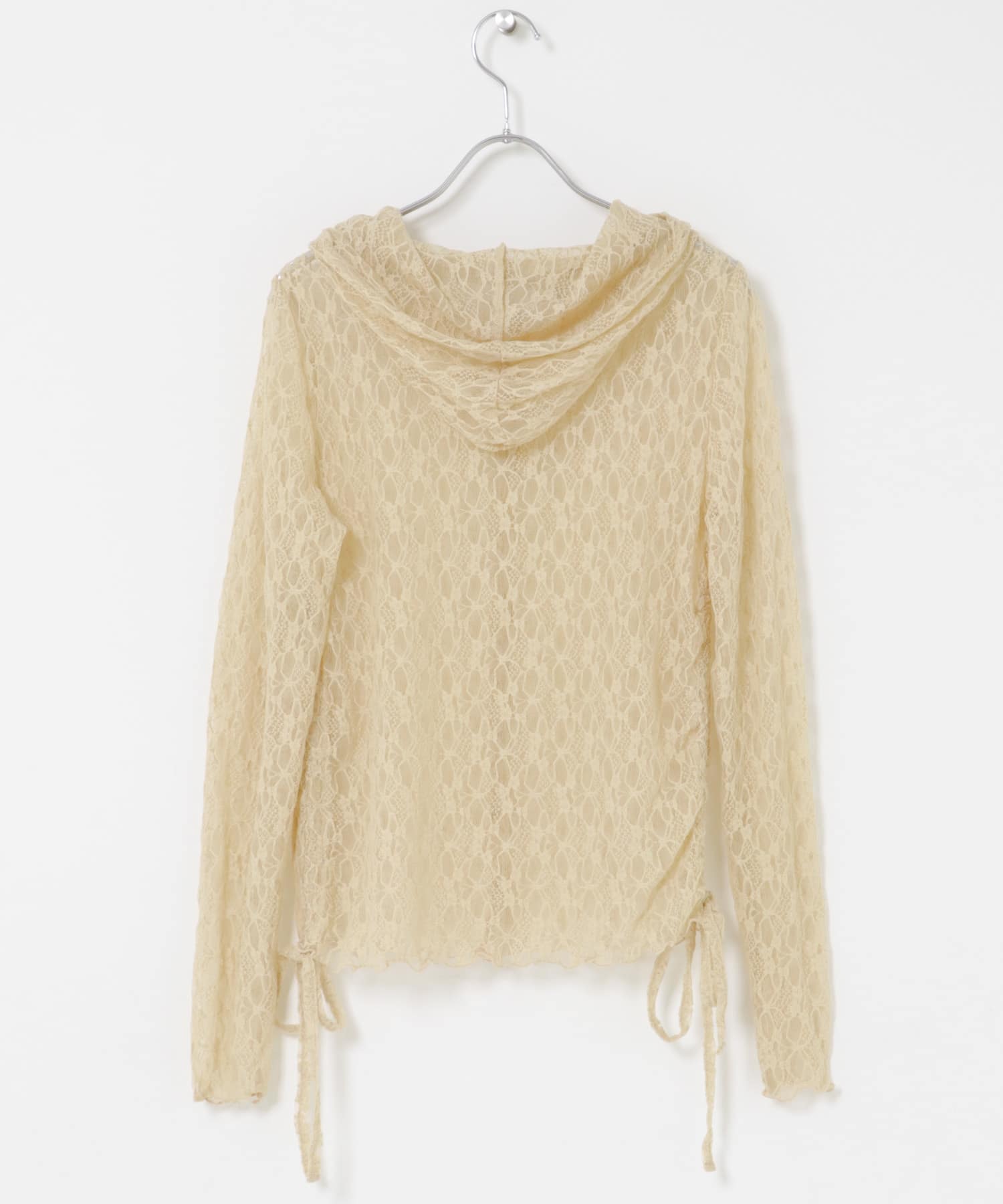 『洗濯可』フーディレースカットトップ BEIGE One