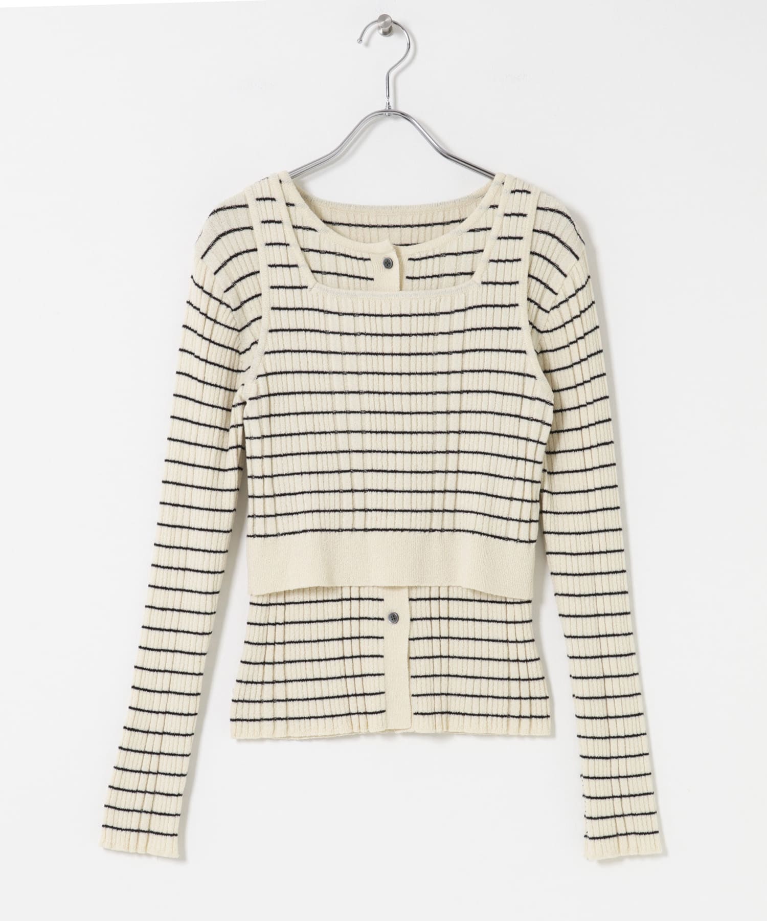 2WAYニットアンサンブル WHT×BLK One