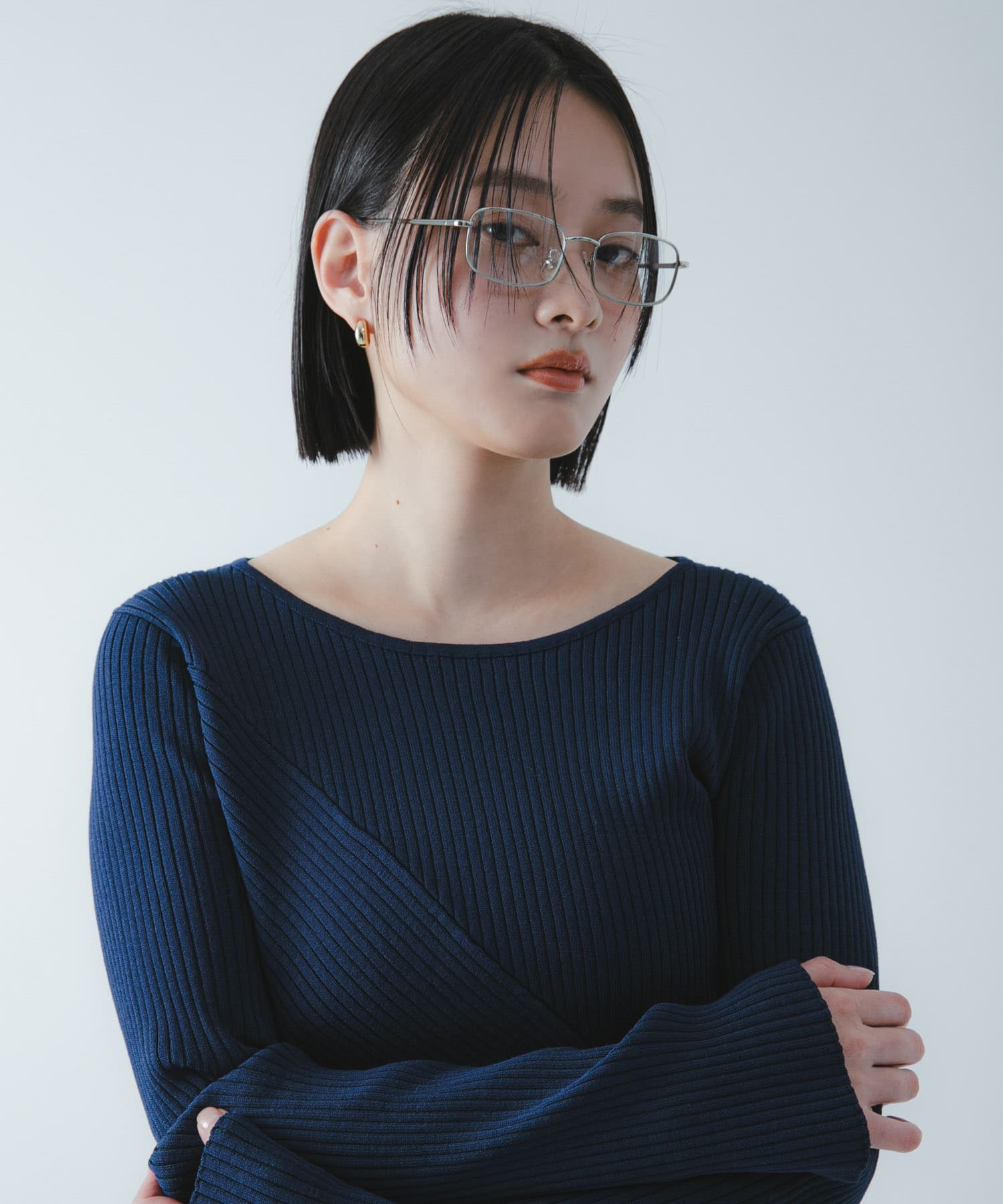 『洗濯可/防花粉』SKINProofアシメヘムボートネックセーター