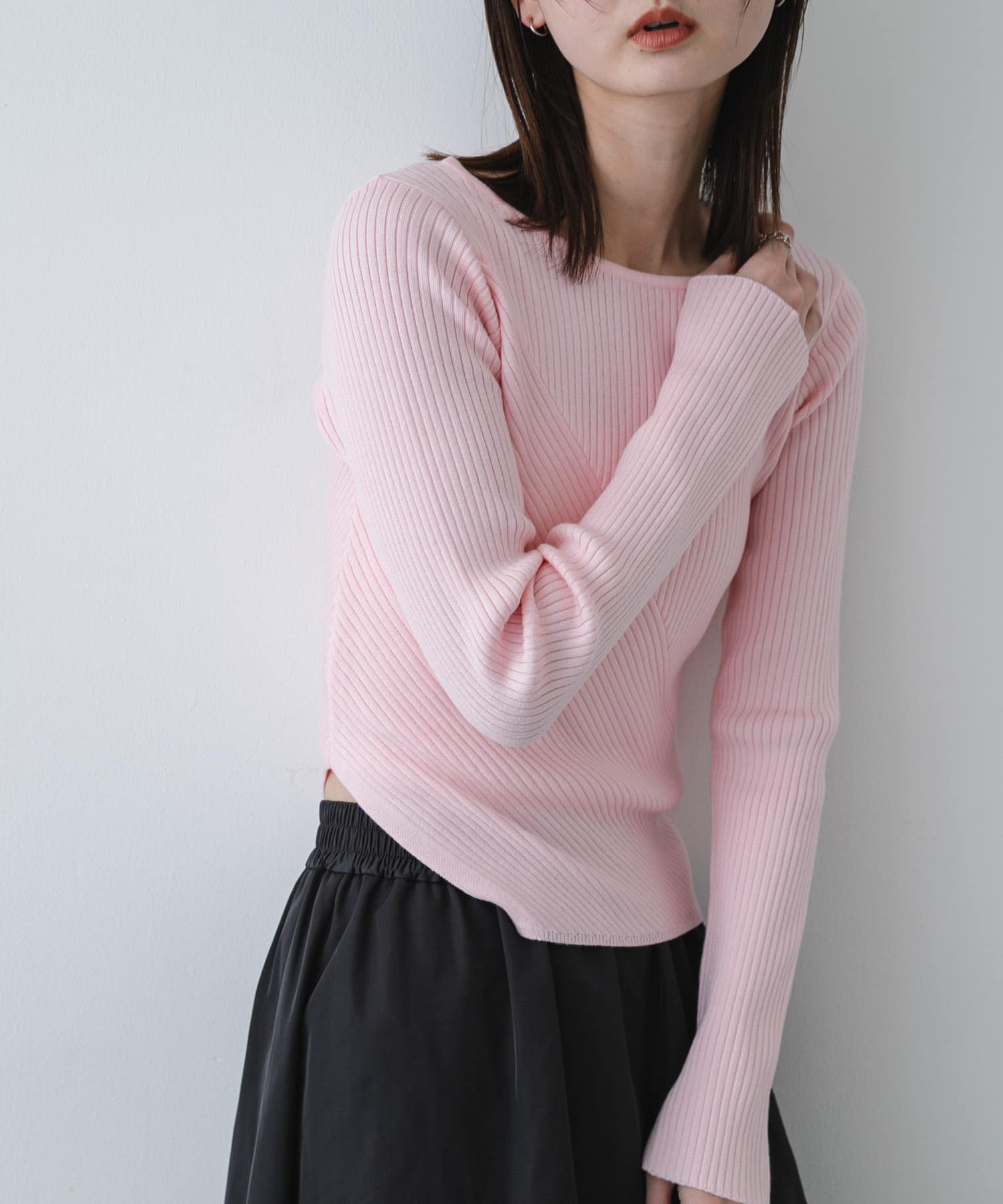 『洗濯可/防花粉』SKINProofアシメヘムボートネックセーター