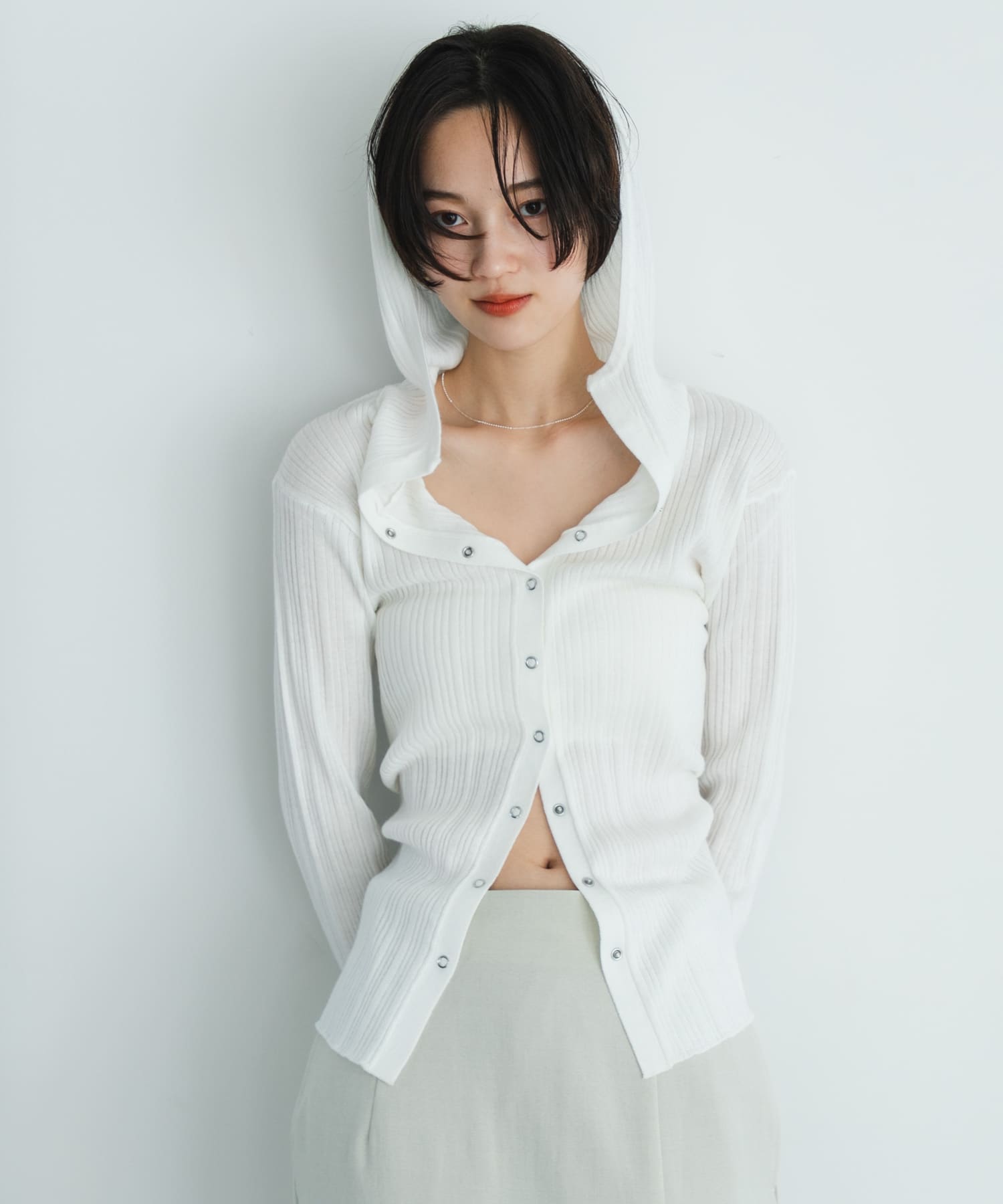 『洗濯可』マルチリブニットフーディー