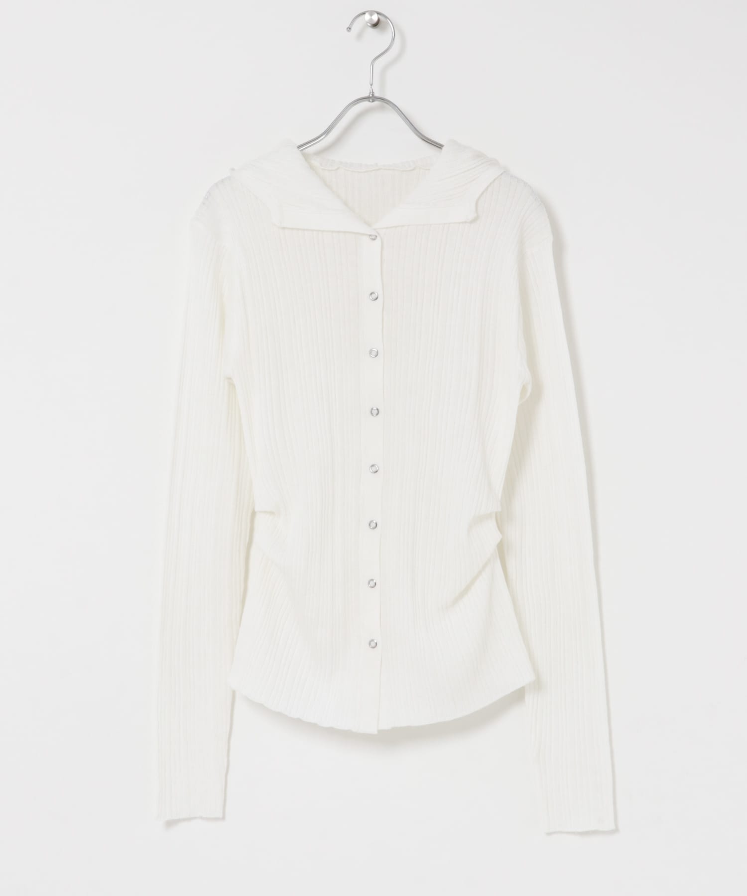 『洗濯可』マルチリブニットフーディー OFF WHITE One