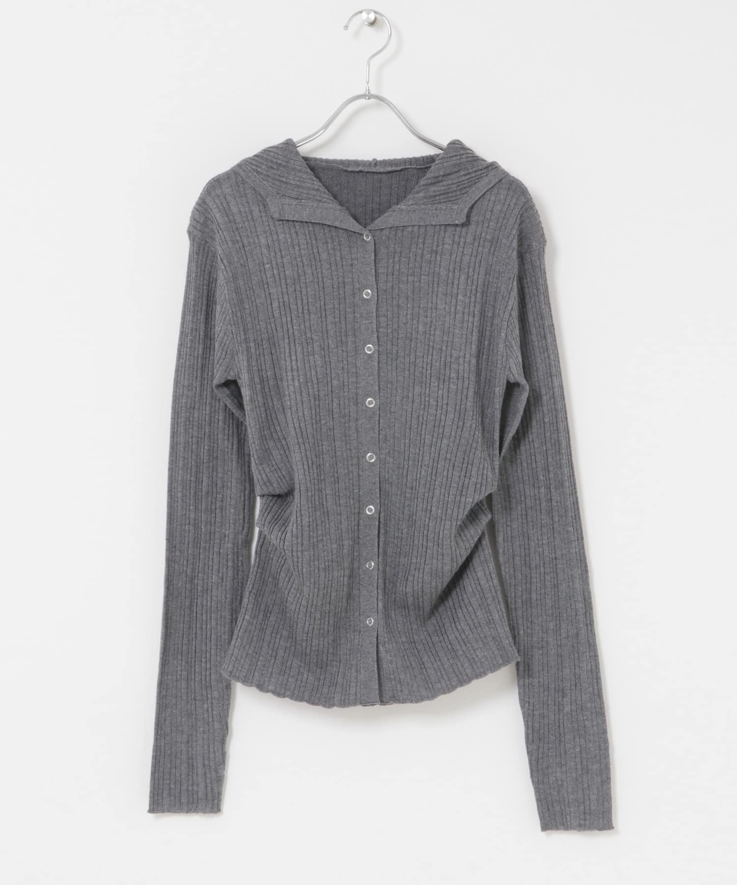 『洗濯可』マルチリブニットフーディー GRAY One