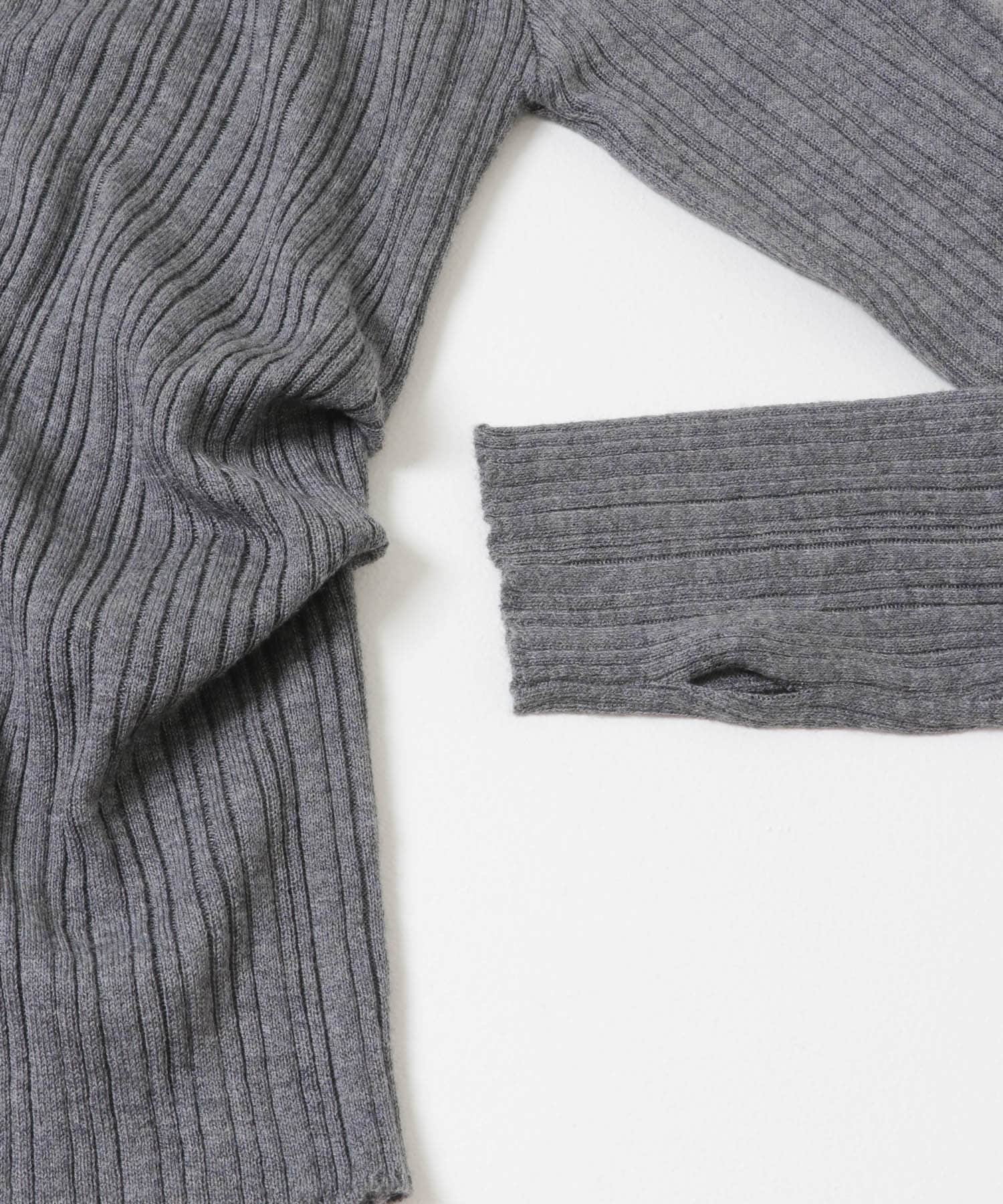 『洗濯可』マルチリブニットフーディー GRAY One