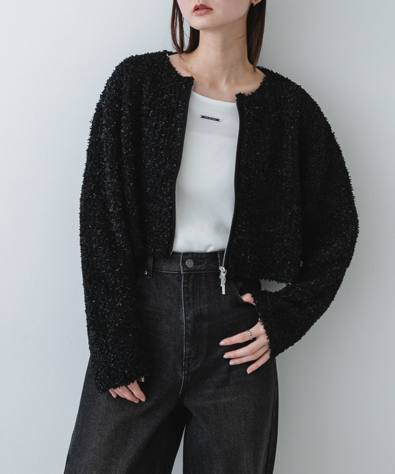 洗濯可』コードテープヤーンカーディガン(One BLACK): トップス｜URBAN