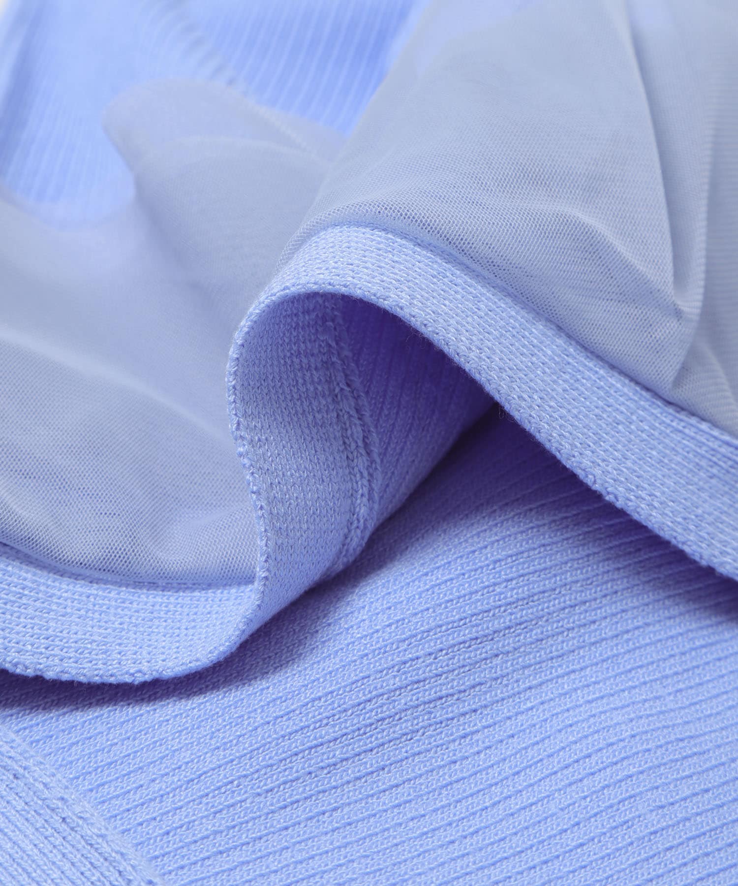 『洗濯可』チュールフリルニットカーディガン L.BLUE One