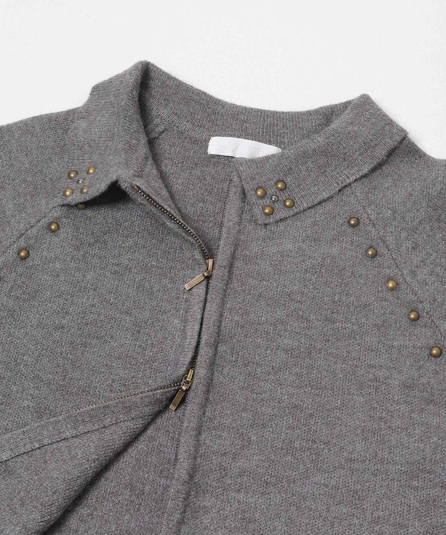 『洗濯可』スタッズデザインカーディガン CHARCOAL One