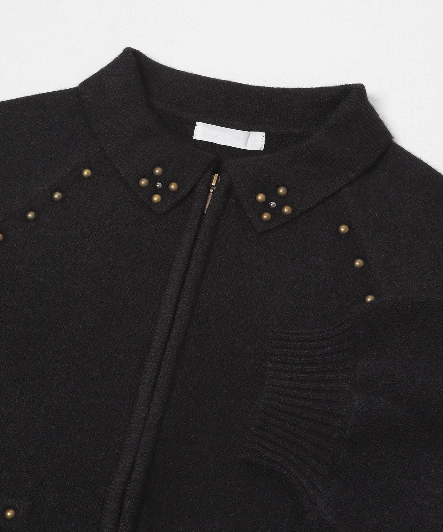 『洗濯可』スタッズデザインカーディガン BLACK One