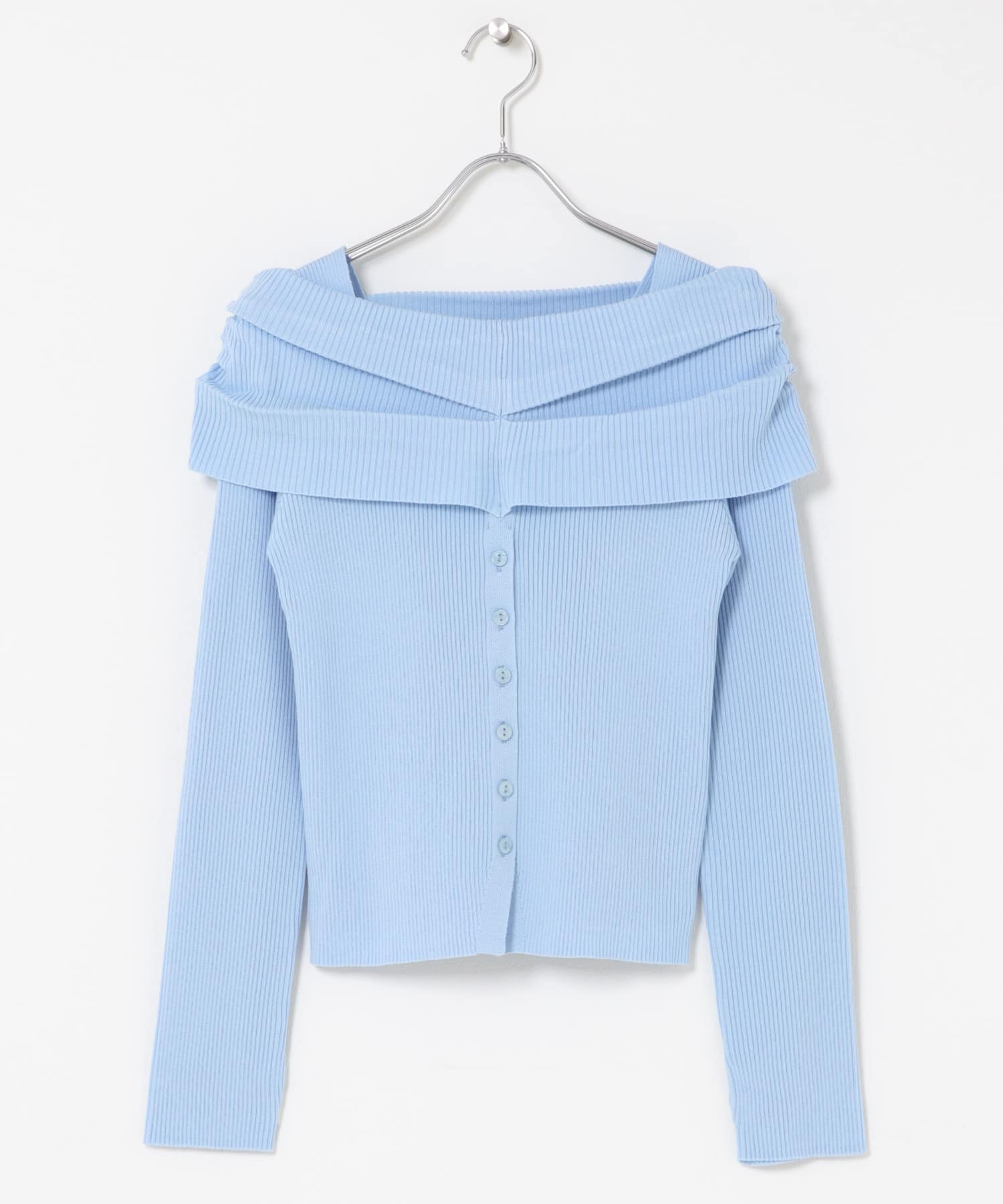 『洗濯可/防花粉』SKINProofオフショルセーター L.BLUE One