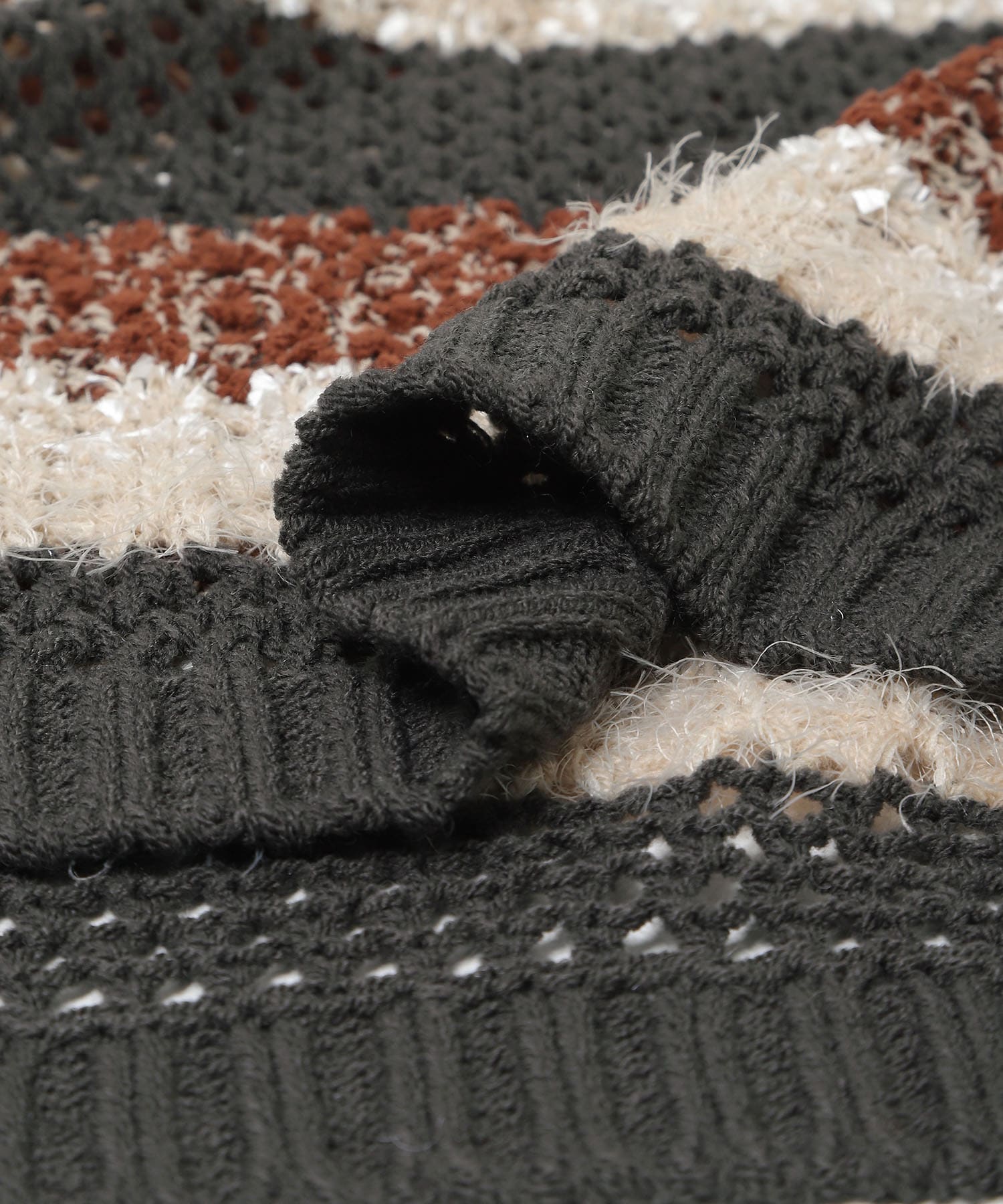 『洗濯可』ミックスヤーンワイドボーダーニット CHA×BRN One