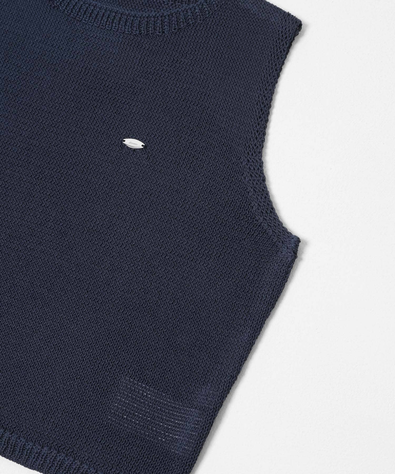 『洗濯可』リネンタッチクロップドセーター NAVY One