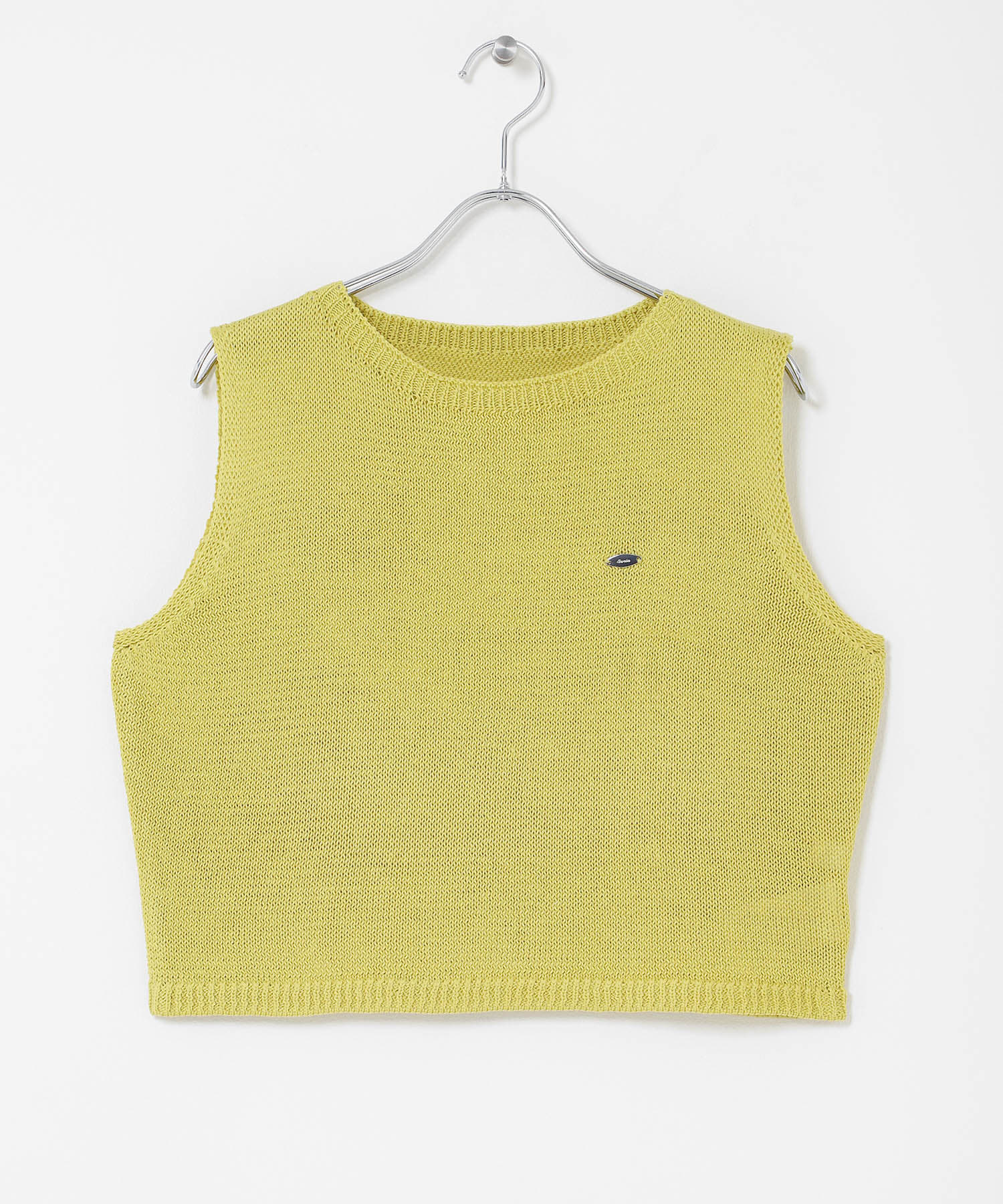 『洗濯可』リネンタッチクロップドセーター YELLOW One