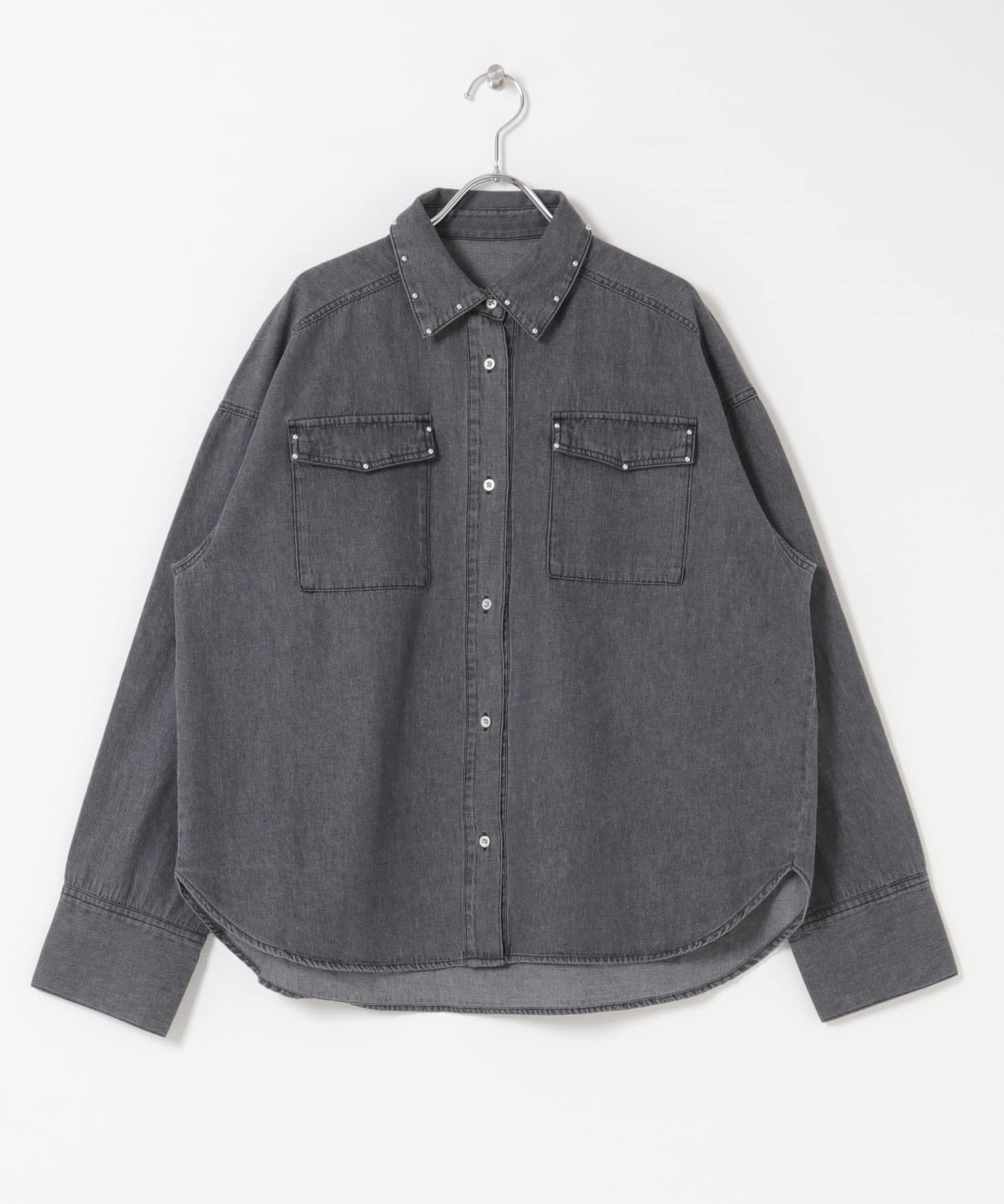 スタッズデニムシャツ BLACK One