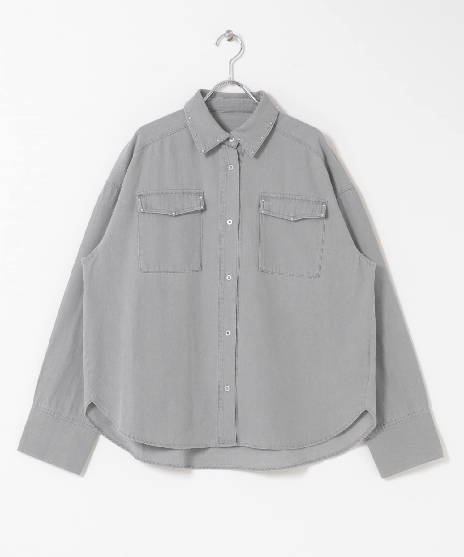 スタッズデニムシャツ L.GRAY One