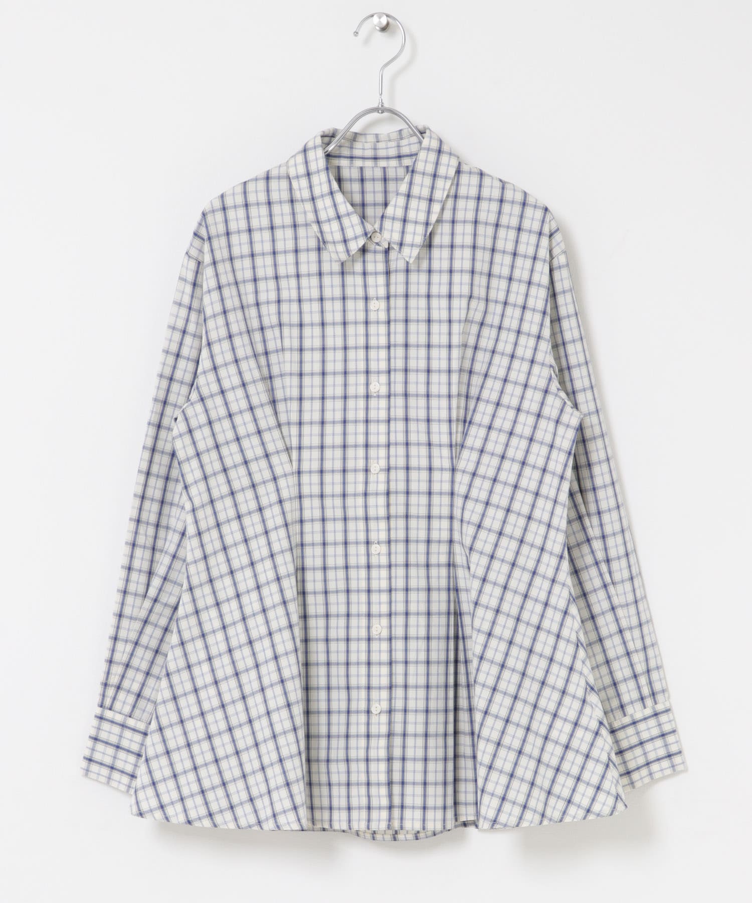 シャーリングビスチェセットシャツ WHT×BLU One