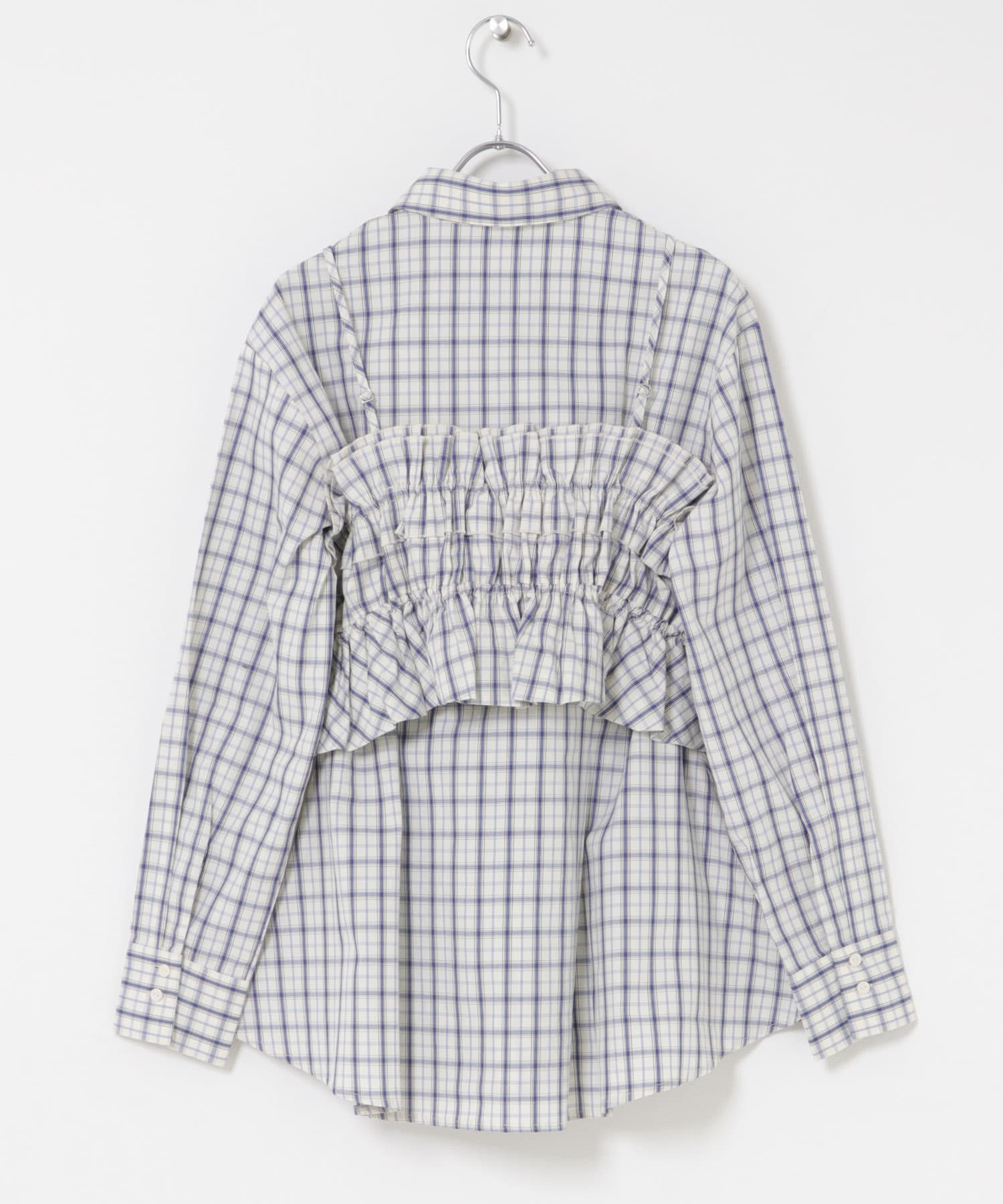 シャーリングビスチェセットシャツ WHT×BLU One