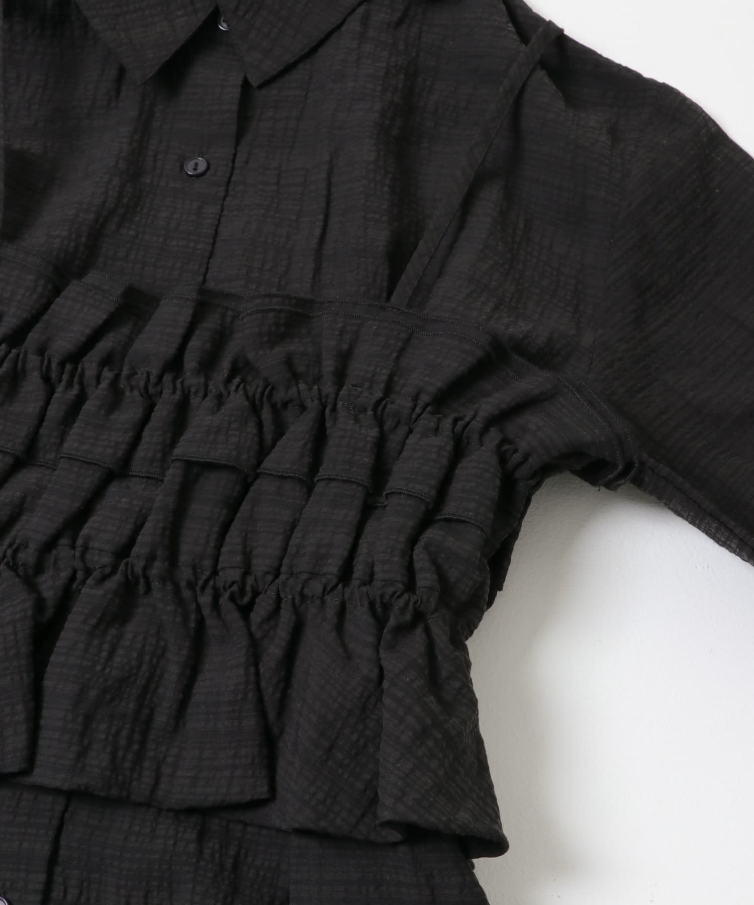 シャーリングビスチェセットシャツ BLACK One