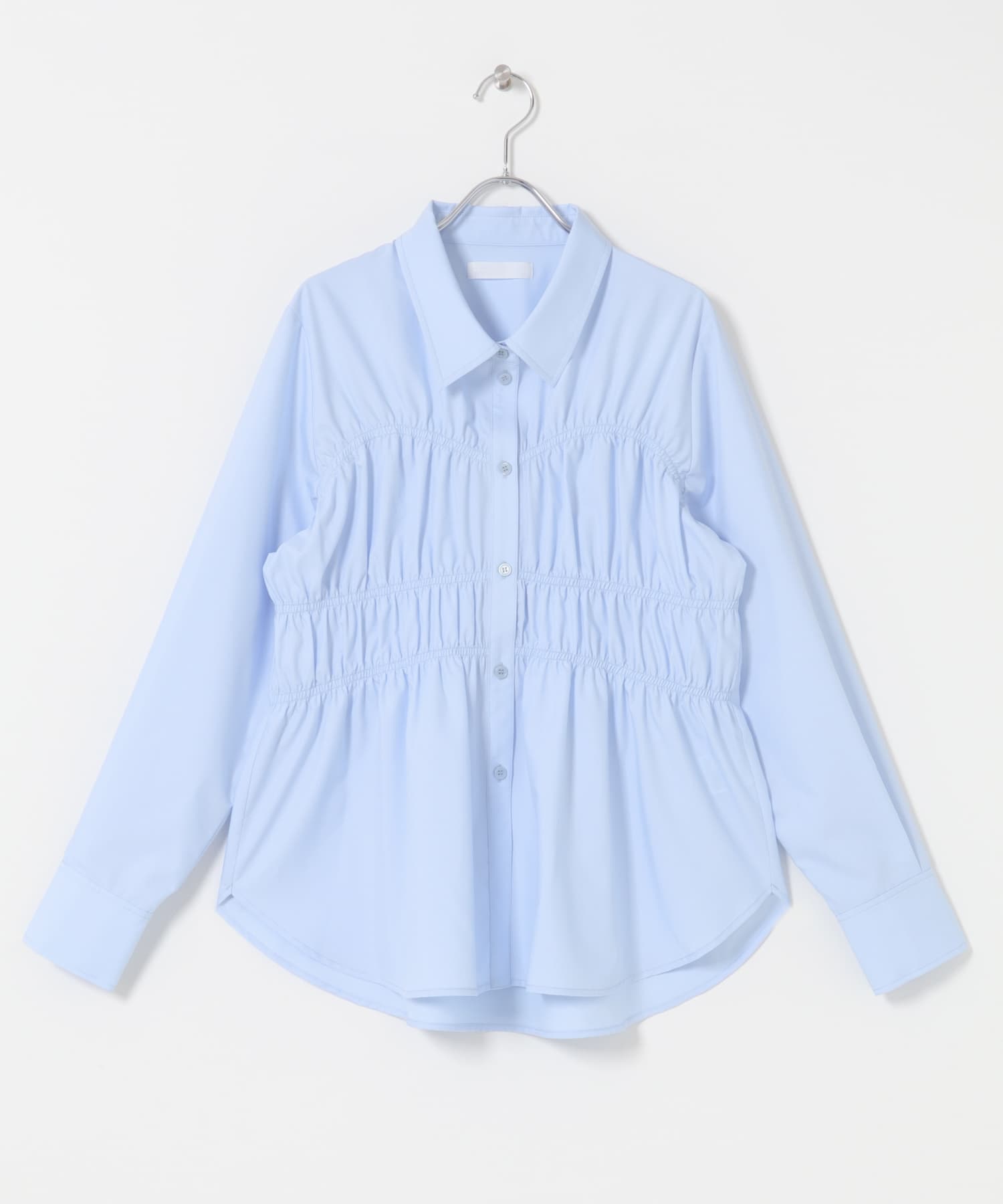 シャーリングデザインシャツ L.BLUE One