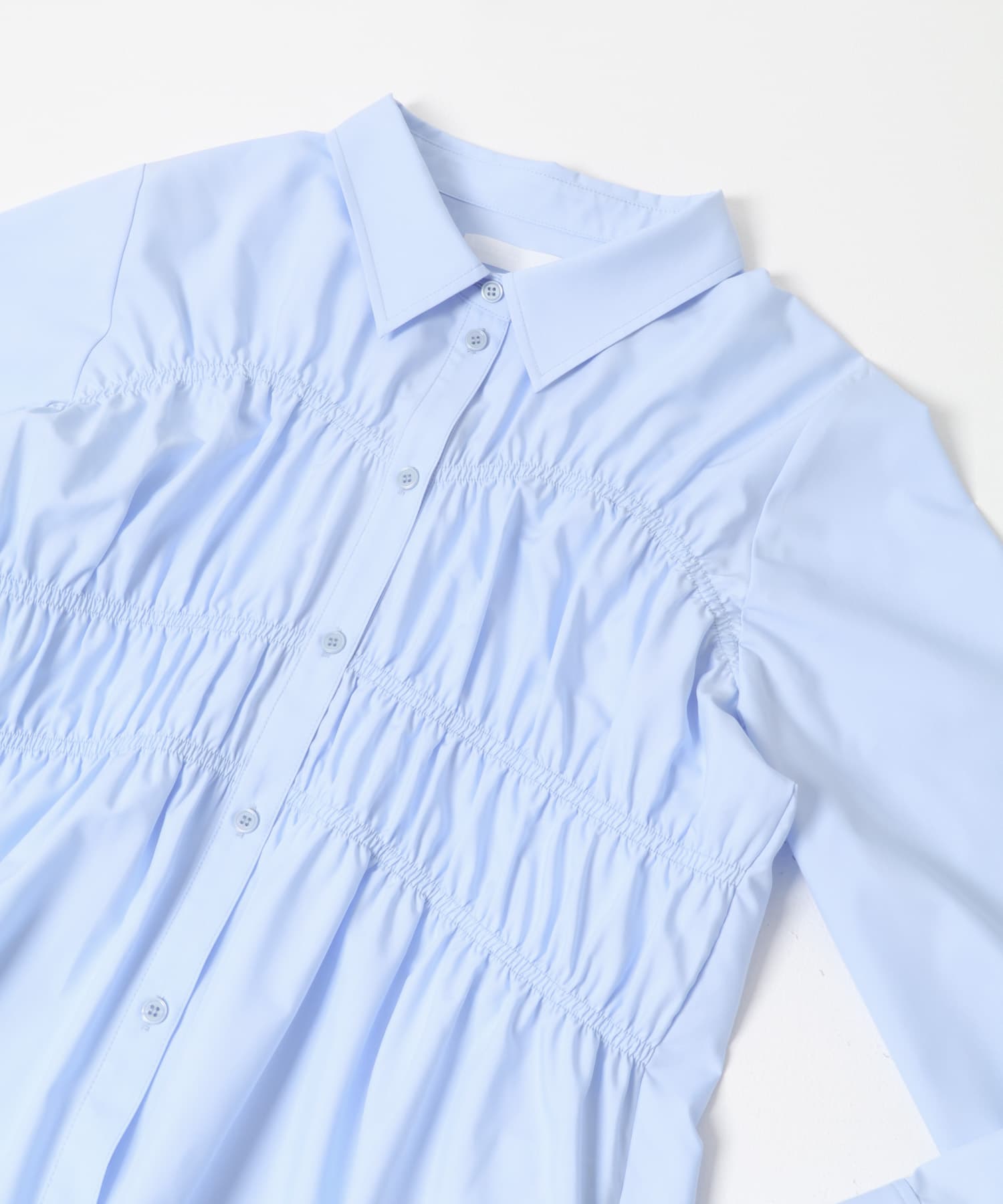 シャーリングデザインシャツ L.BLUE One