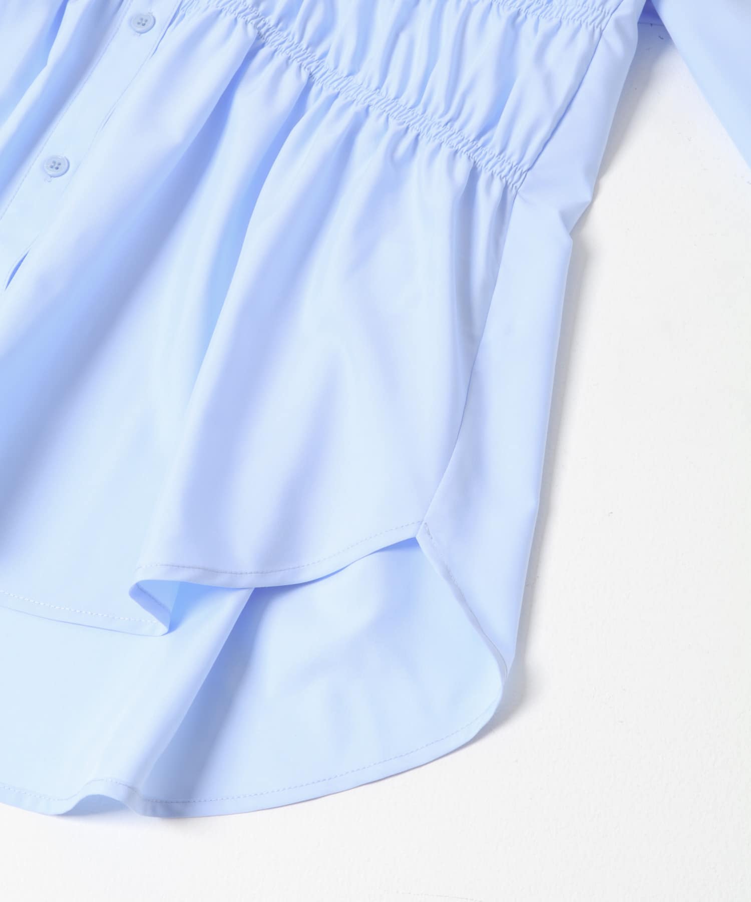 シャーリングデザインシャツ L.BLUE One