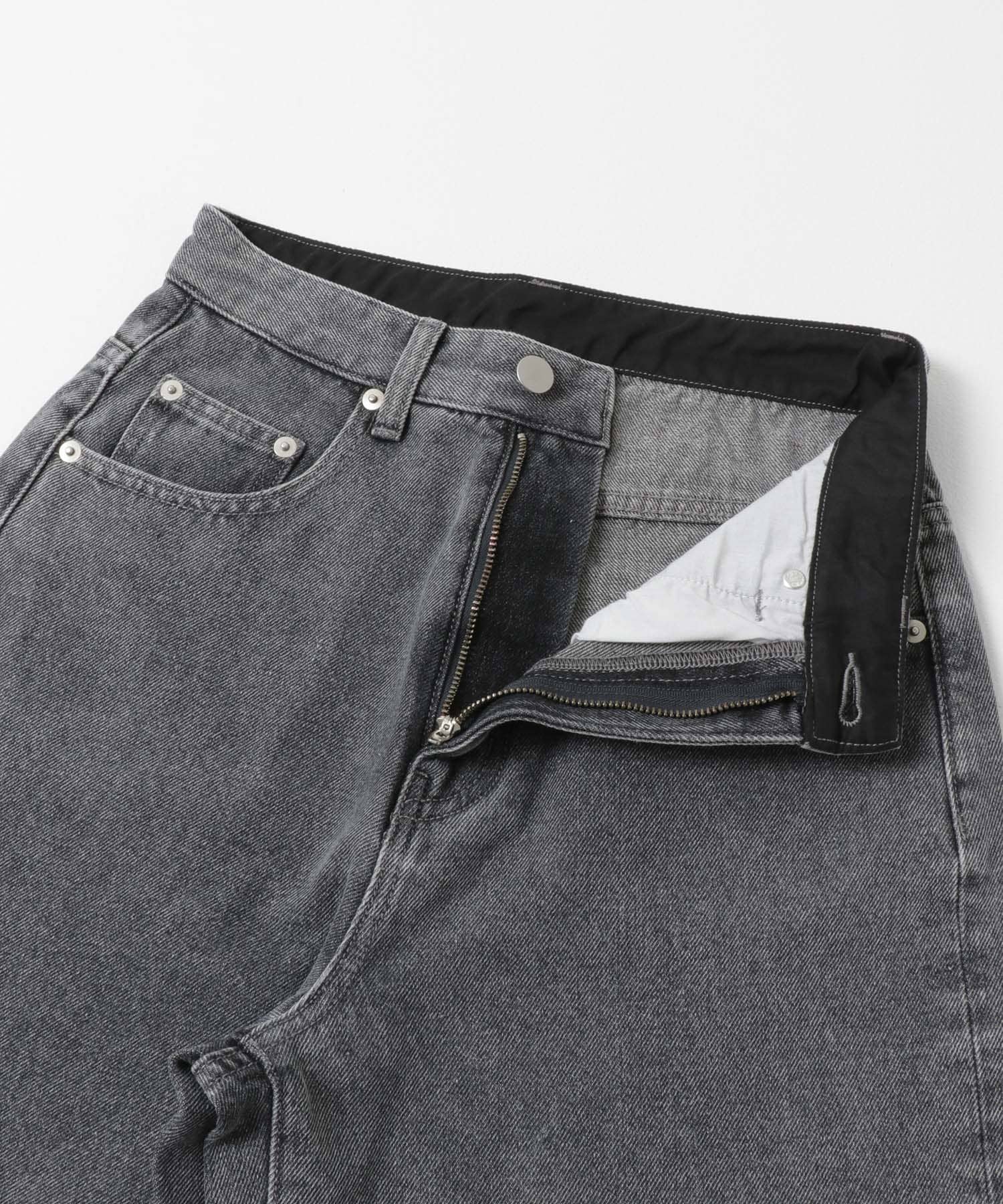 レースドッキングデニムパンツ GRAY S