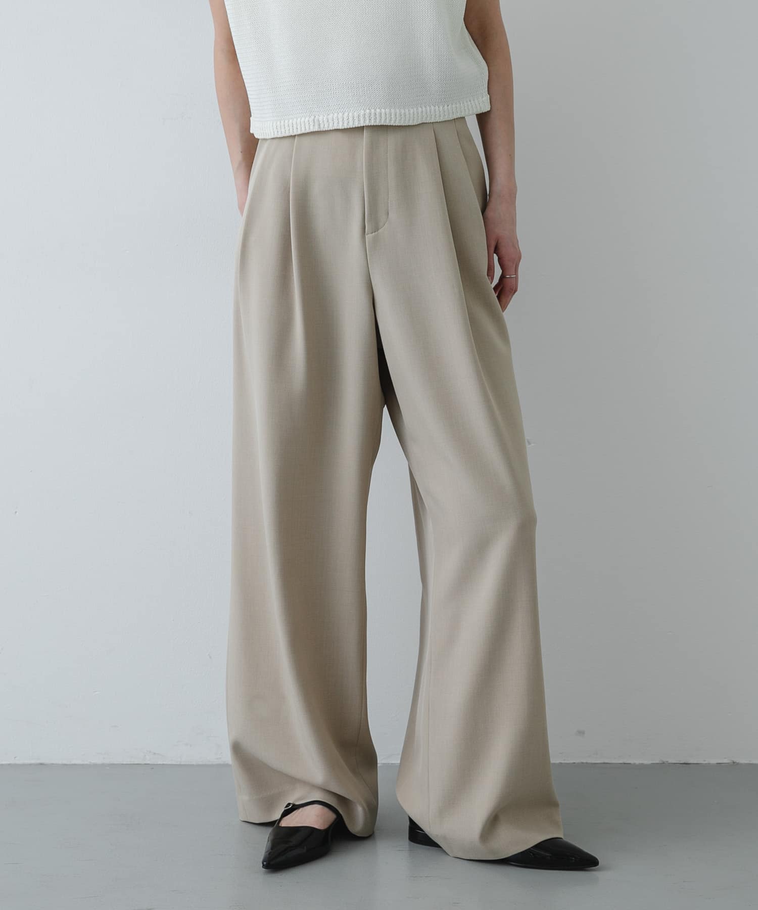 『イージーケア/速乾/UVカット/接触冷感』ツータックルーズスラックス