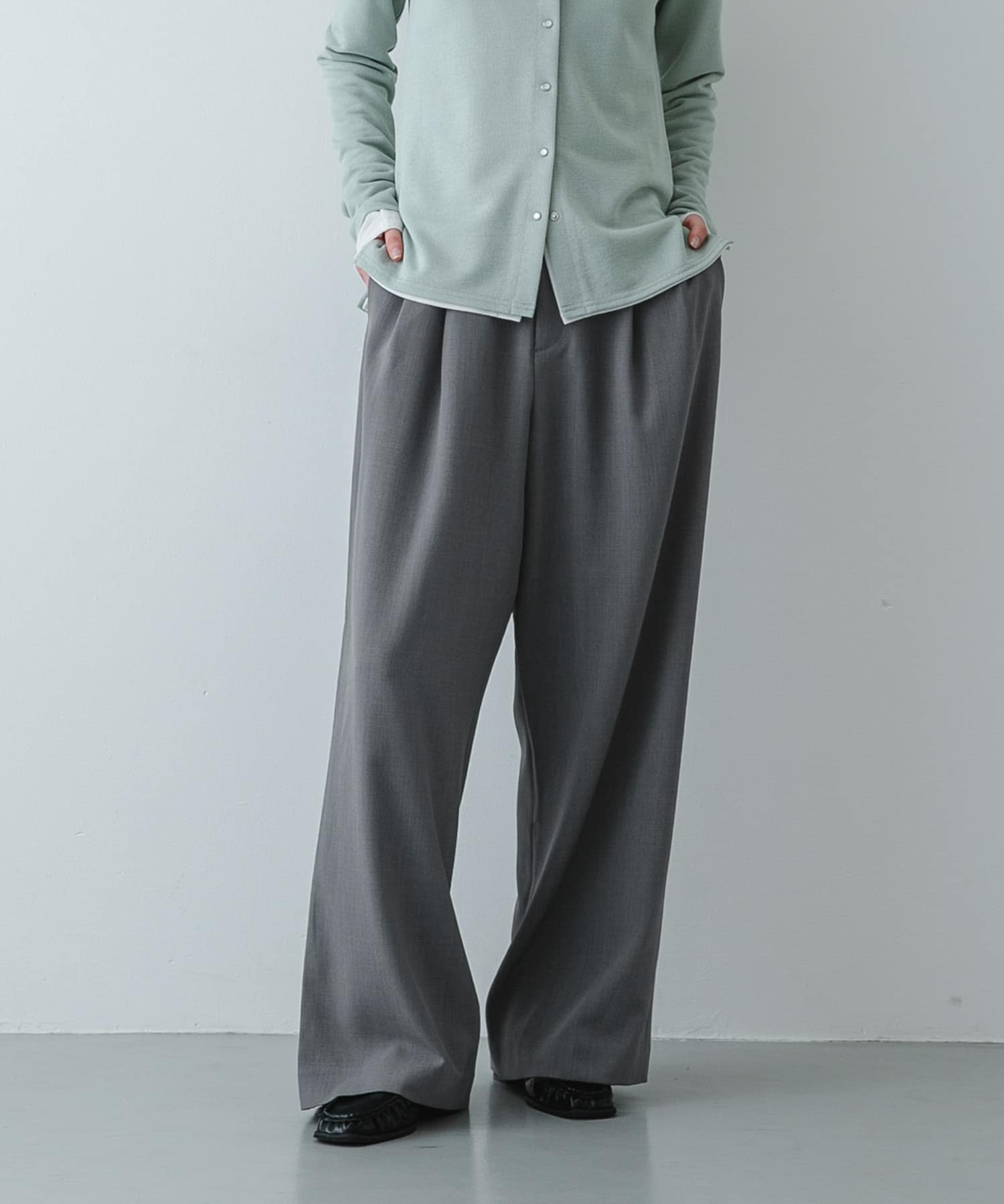 『イージーケア/速乾/UVカット/接触冷感』ツータックルーズスラックス