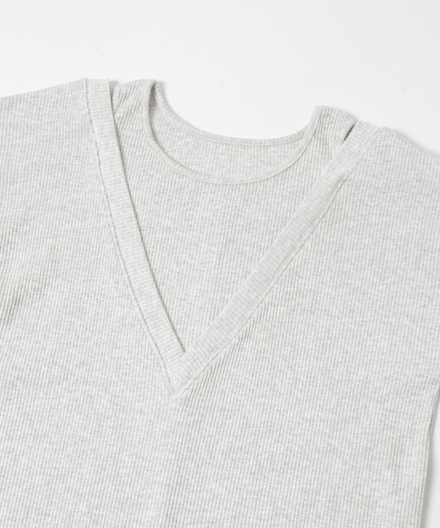 レイヤードネックリブワンピース OATMEAL COMPACT