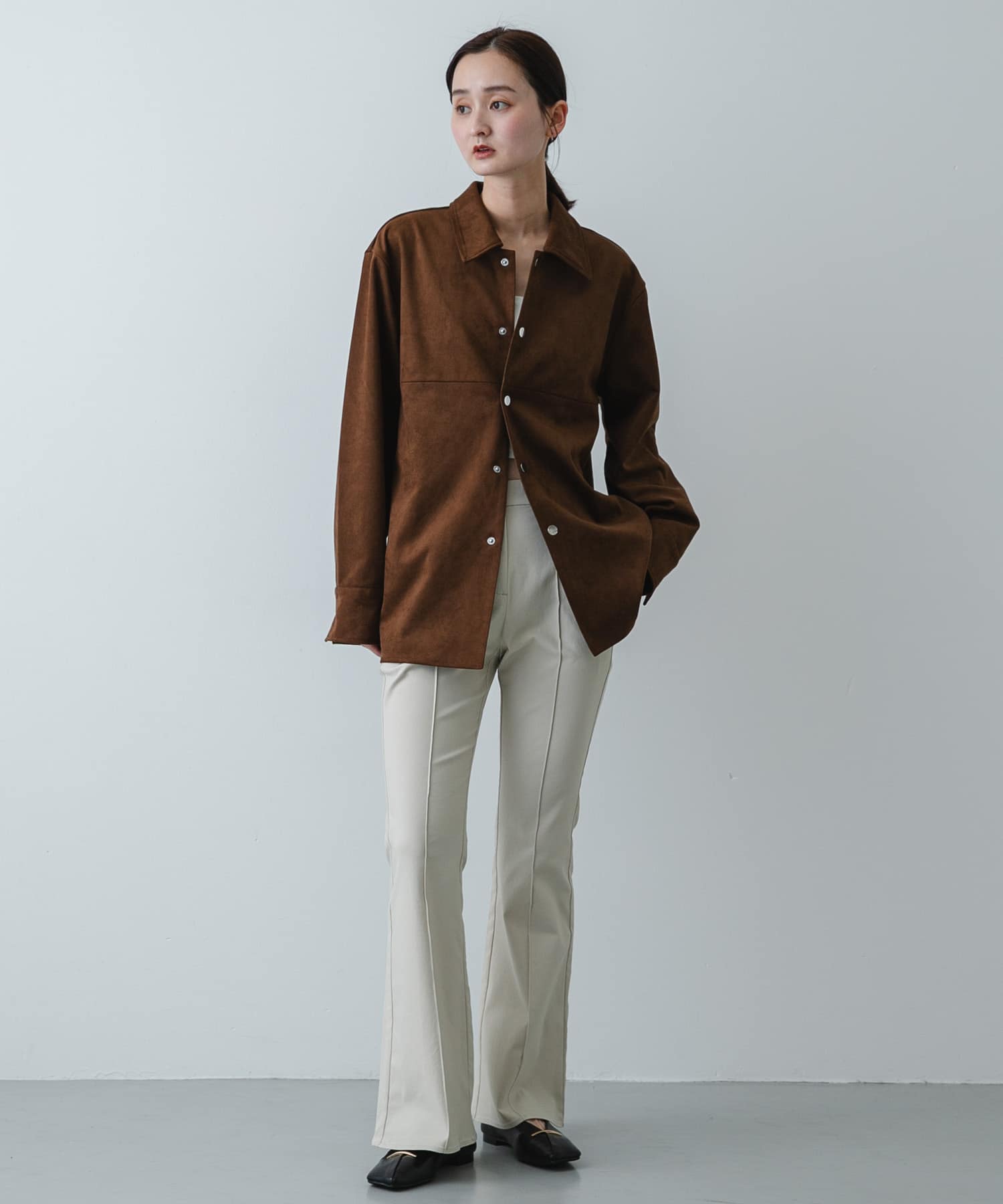 『抗菌』スクエアカットフラットシューズ BROWN S