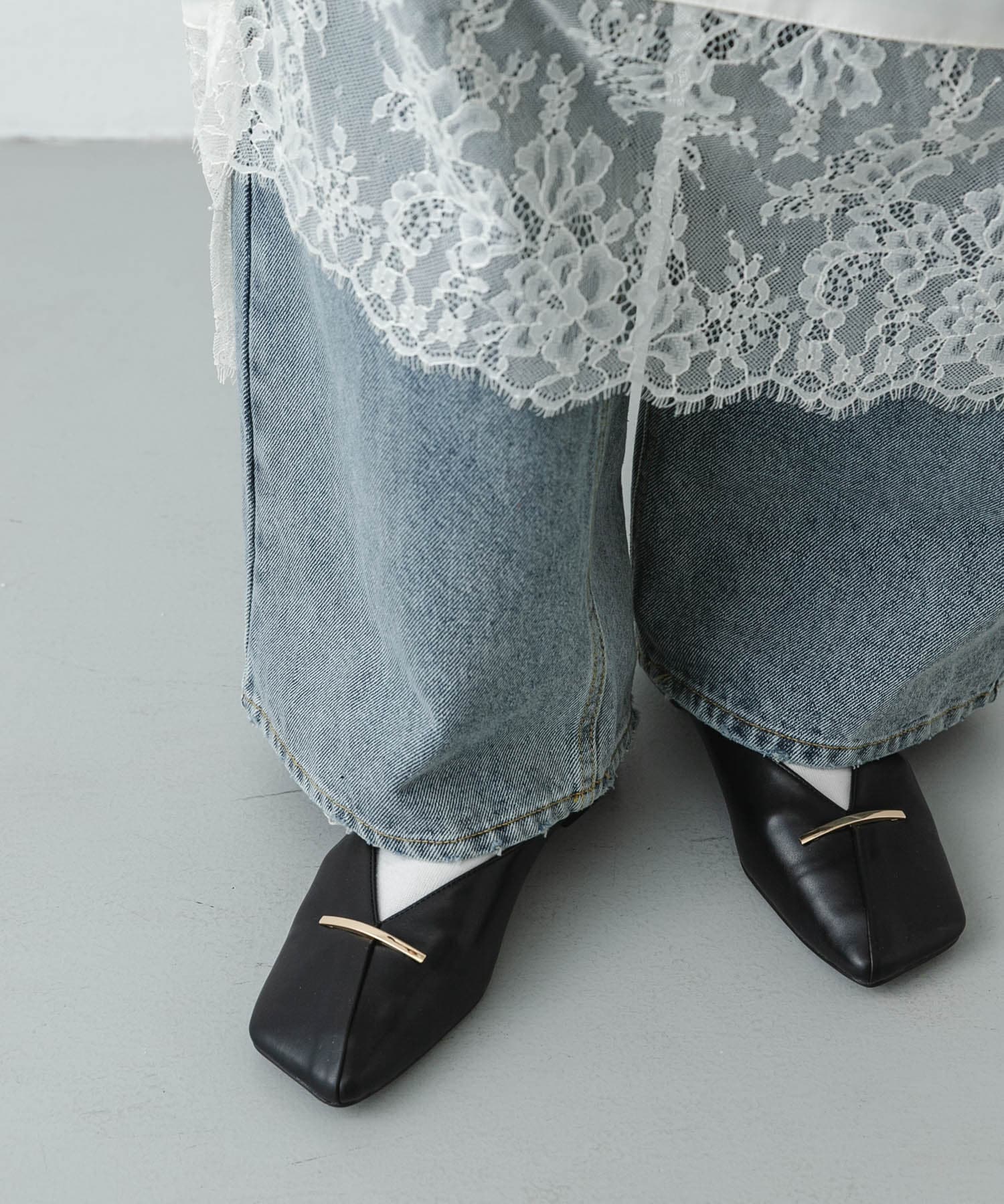 『抗菌』スクエアカットフラットシューズ