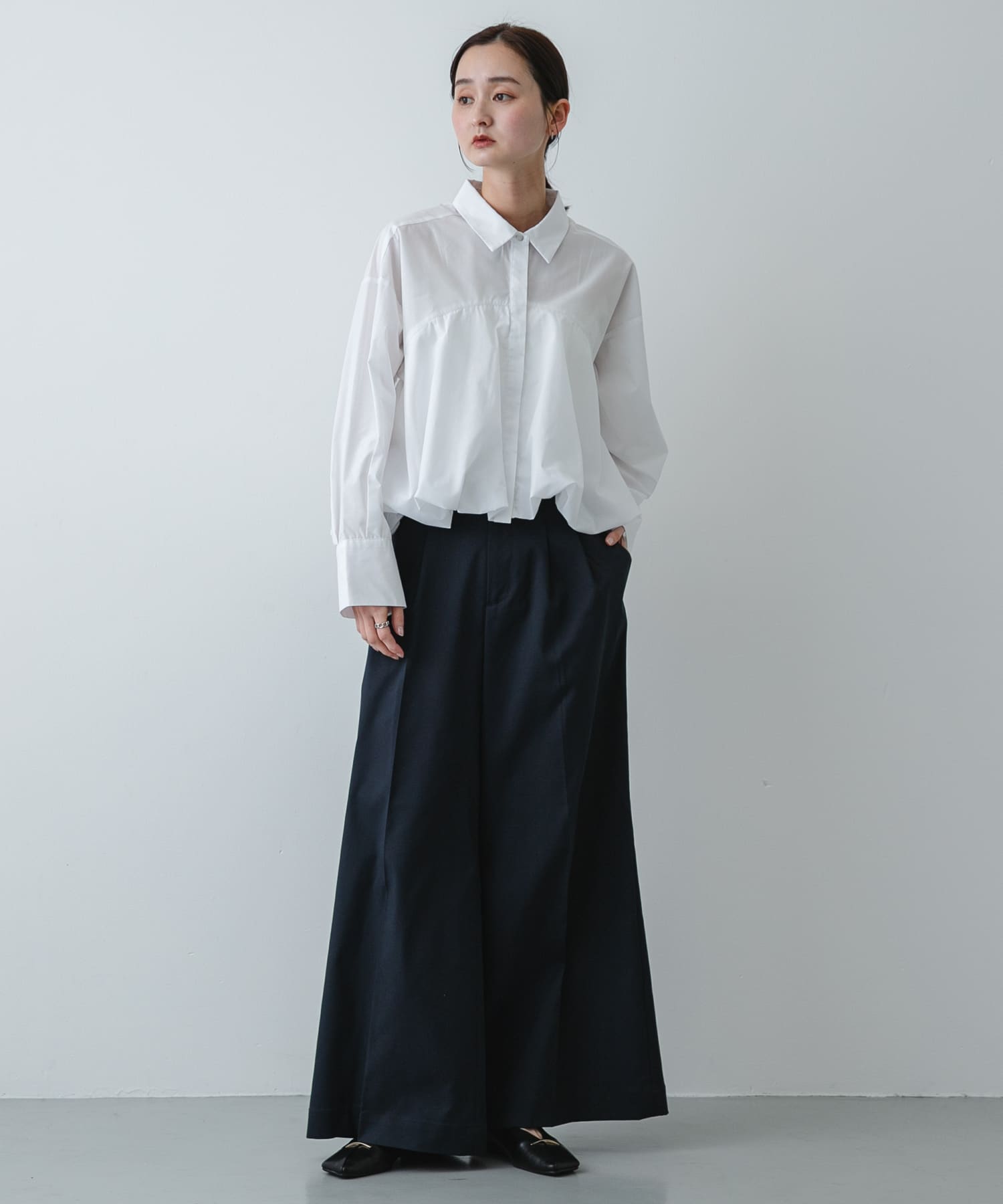 『抗菌』スクエアカットフラットシューズ BLACK S
