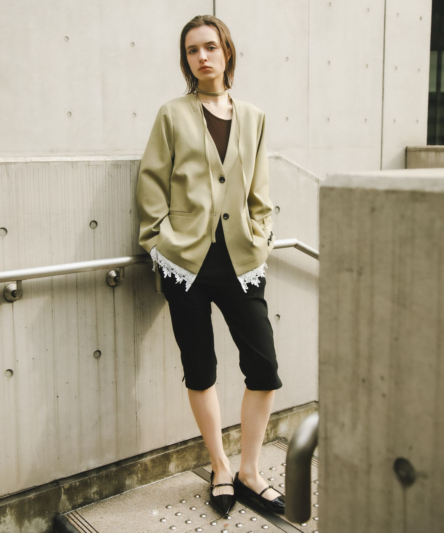 『抗菌』ポインテッドフラットパンプス BLACK S