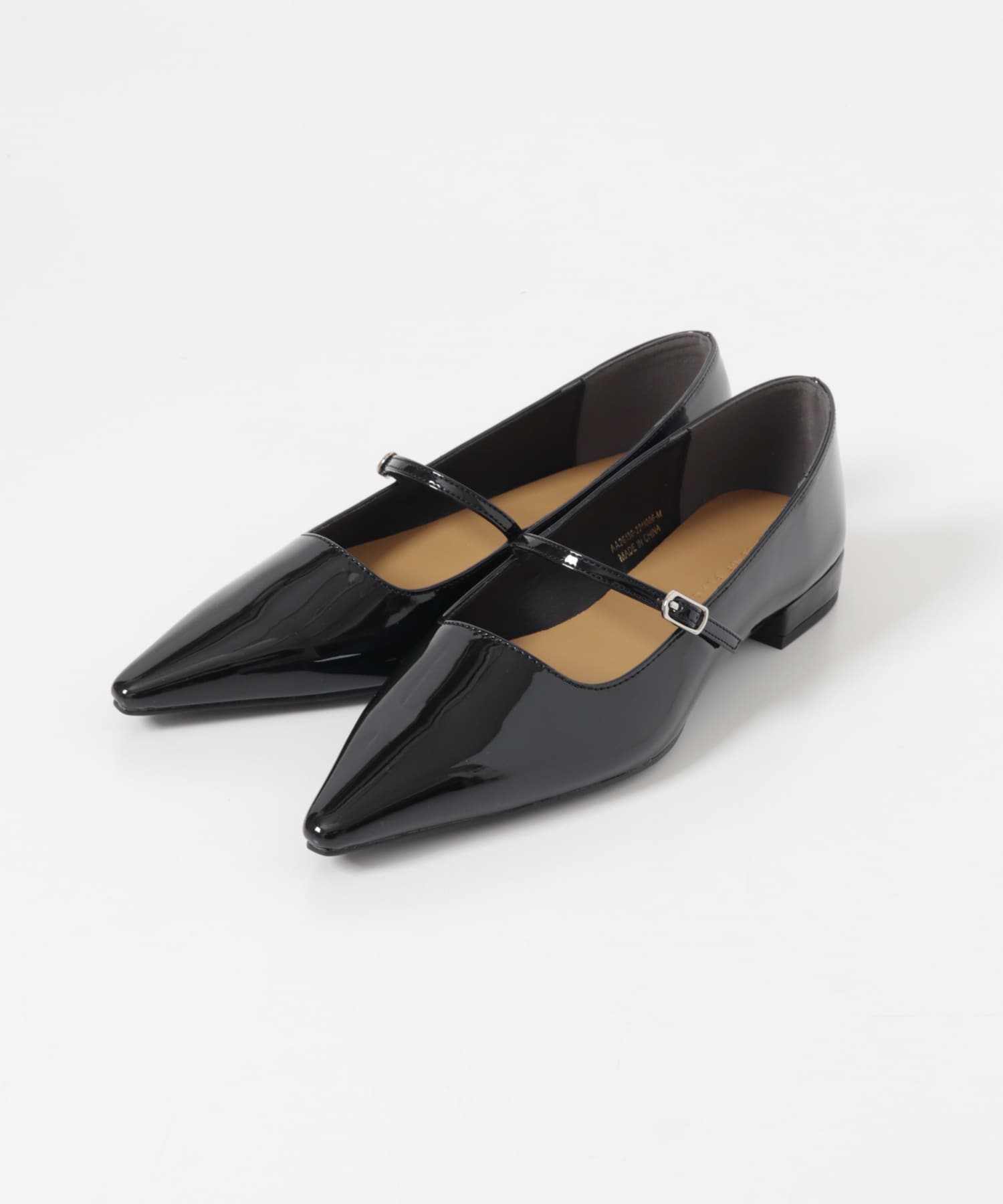 『抗菌』ポインテッドフラットパンプス BLACK S