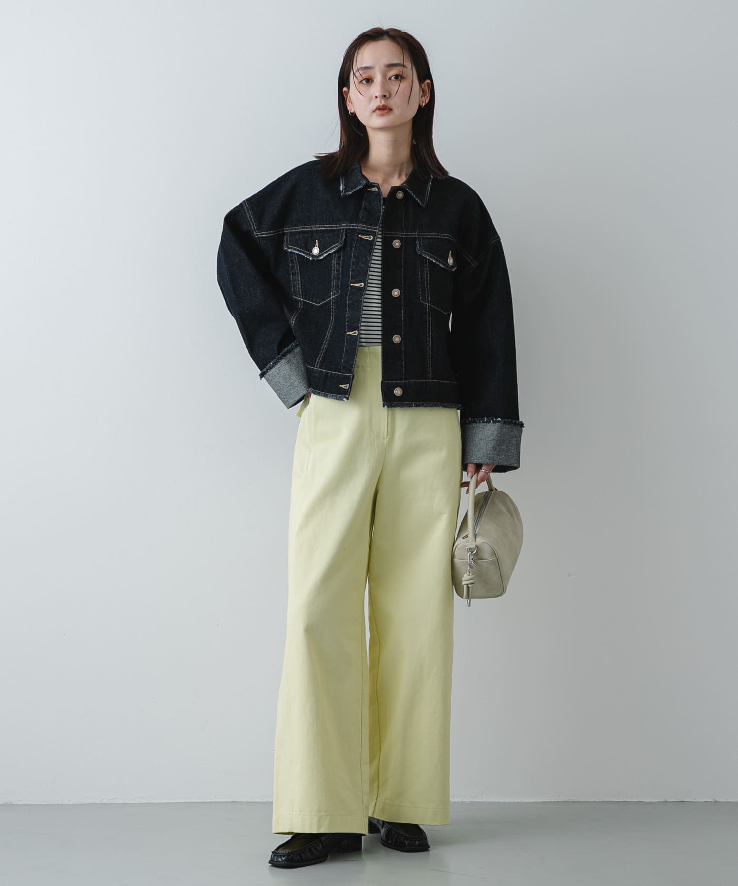 ワイドスクエアギャザーローファー BLACK S