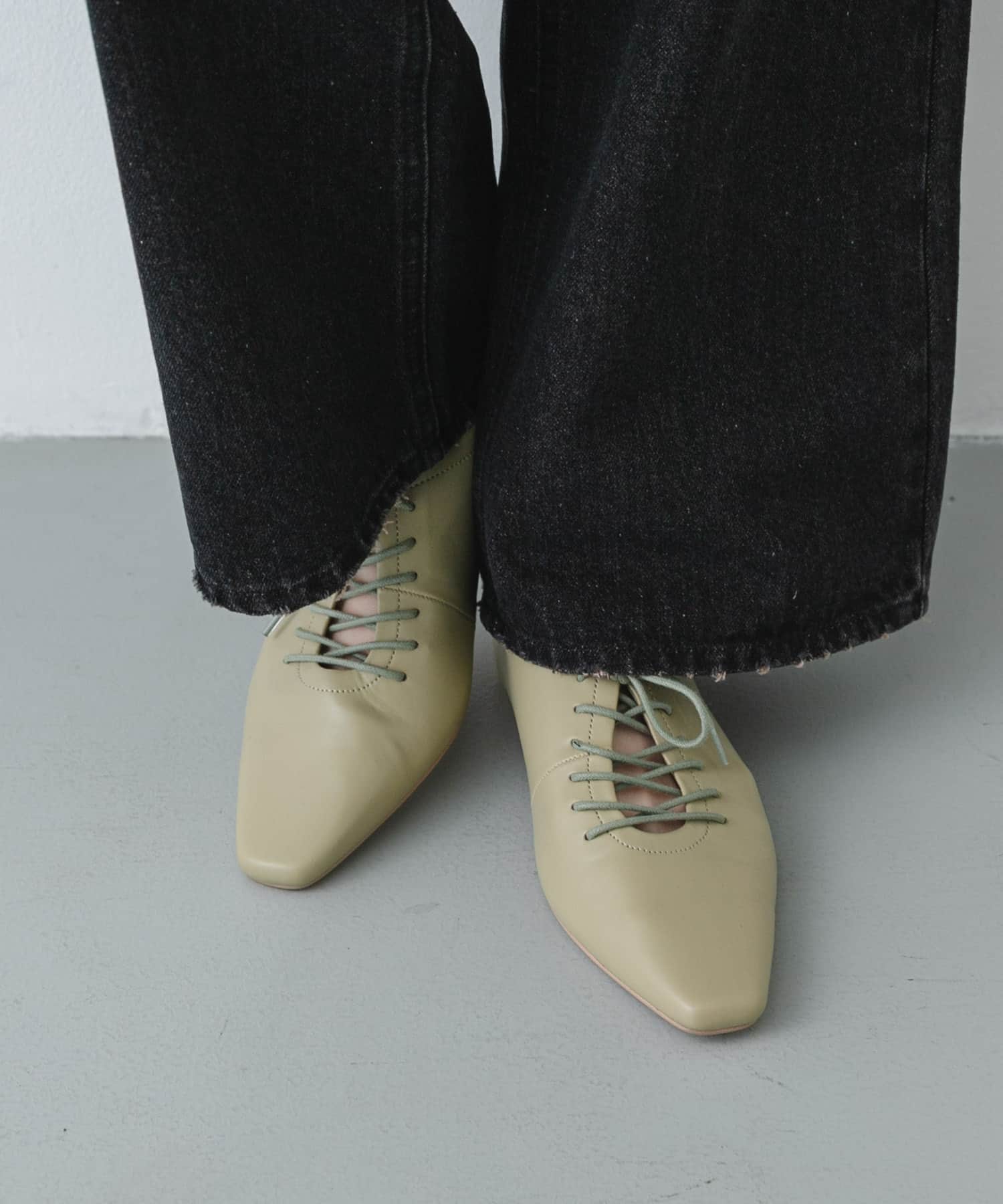 『抗菌』ギャザーレースアップシューズ Y.BEIGE S