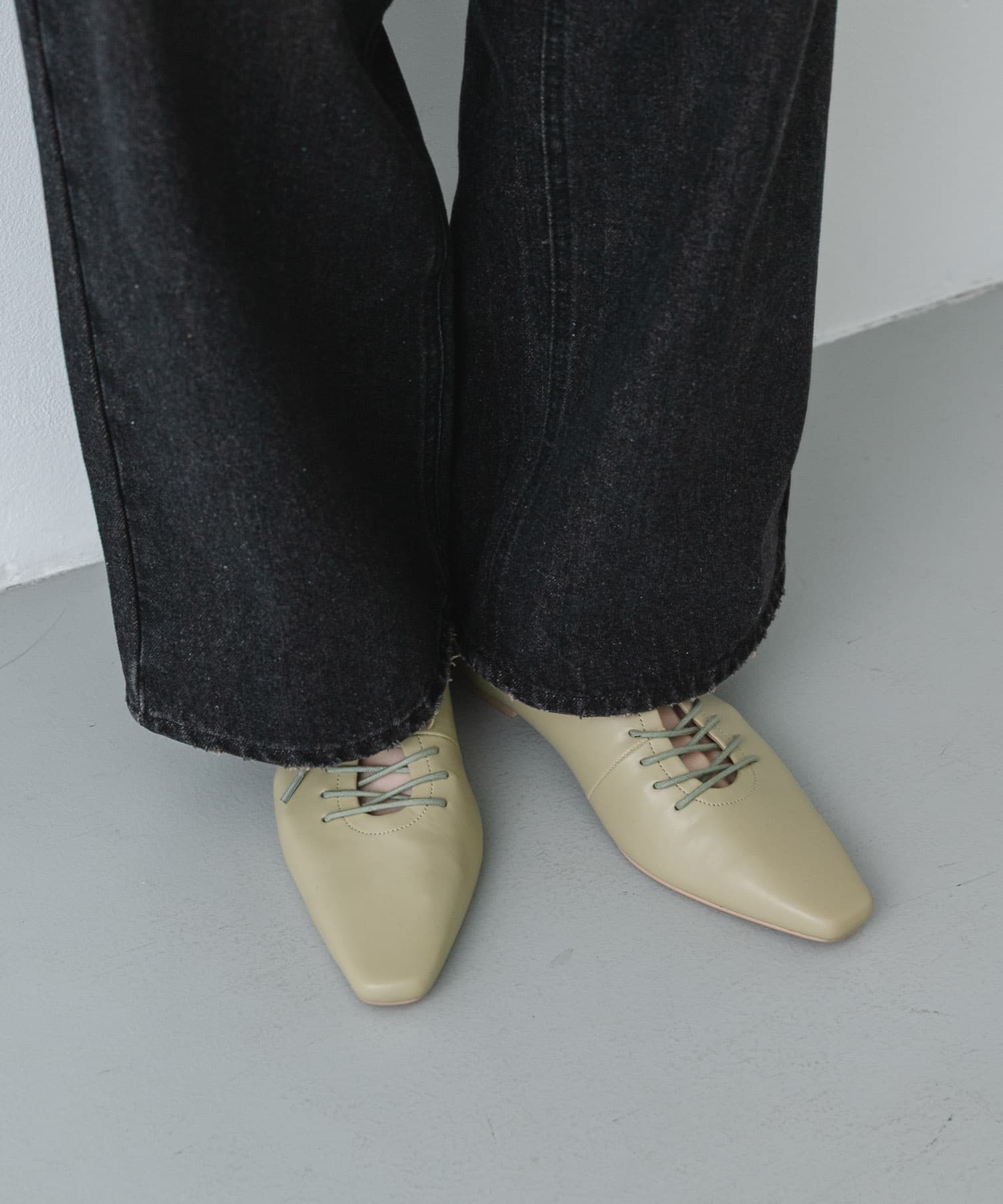 『抗菌』ギャザーレースアップシューズ Y.BEIGE S