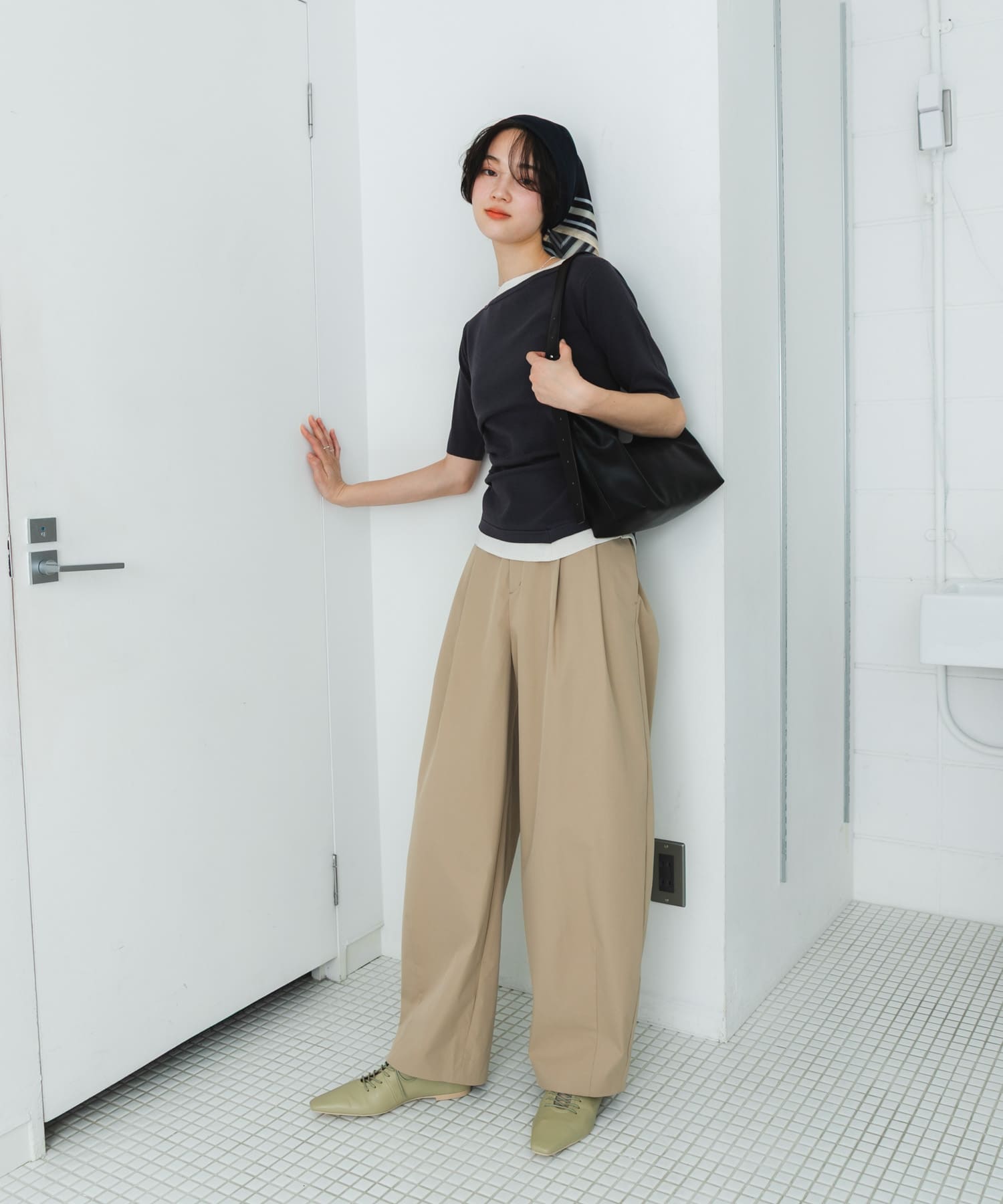 『抗菌』ギャザーレースアップシューズ Y.BEIGE S