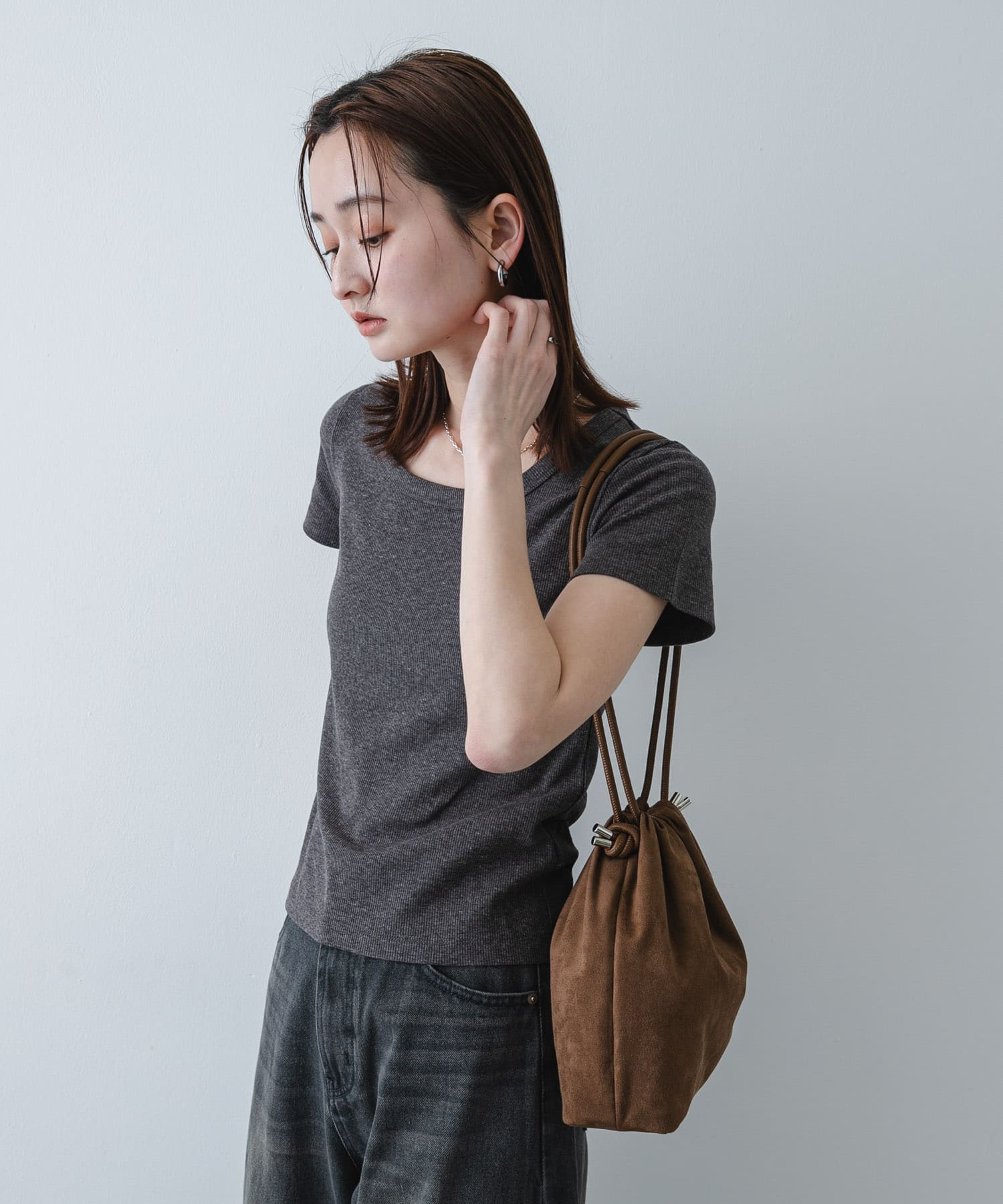 マチツキキンチャクバッグ BROWN One