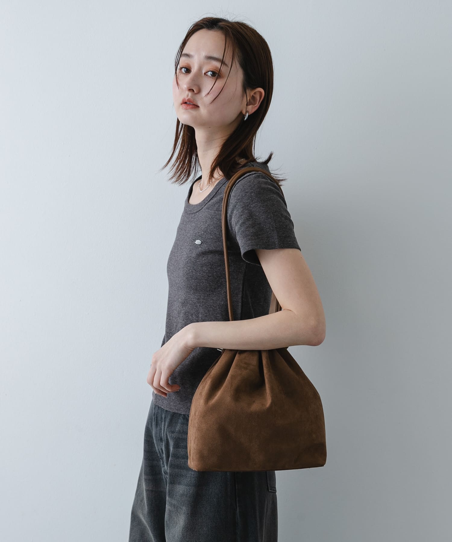 マチツキキンチャクバッグ BROWN One