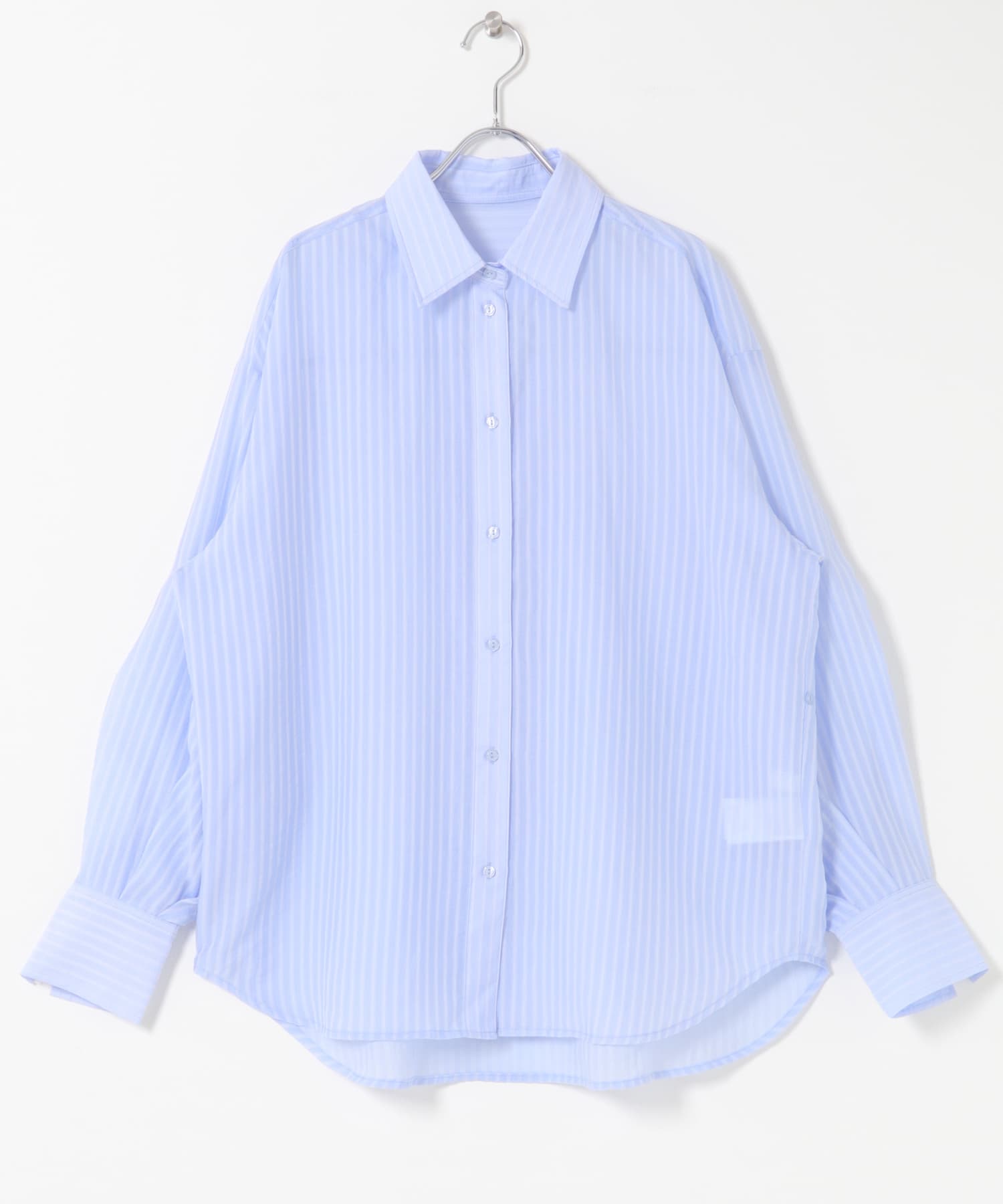 『接触冷感/速乾』シアーストライプアレンジシャツ L.BLUE One