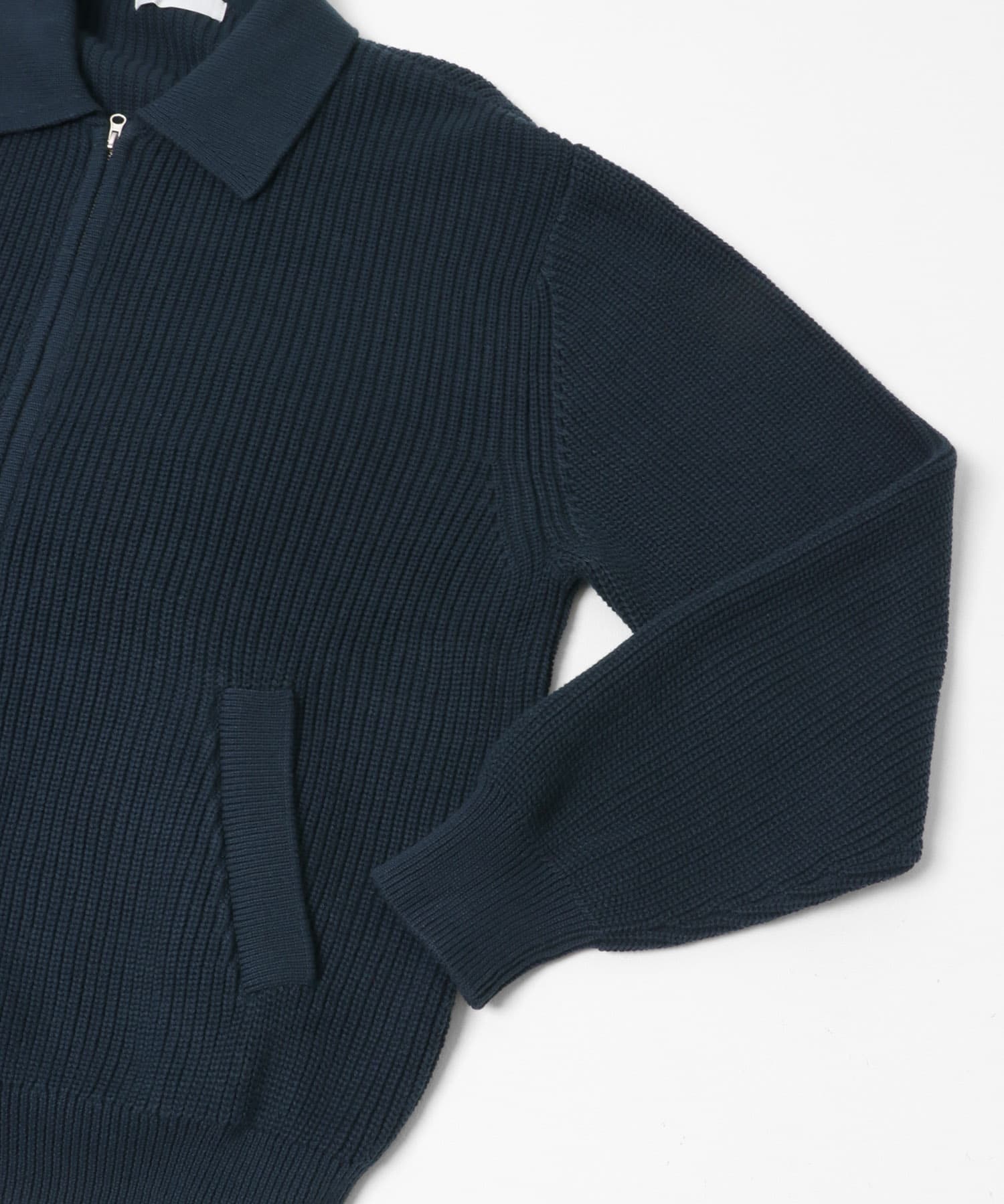 ダブルジップニットカーディガン D.BLUE M