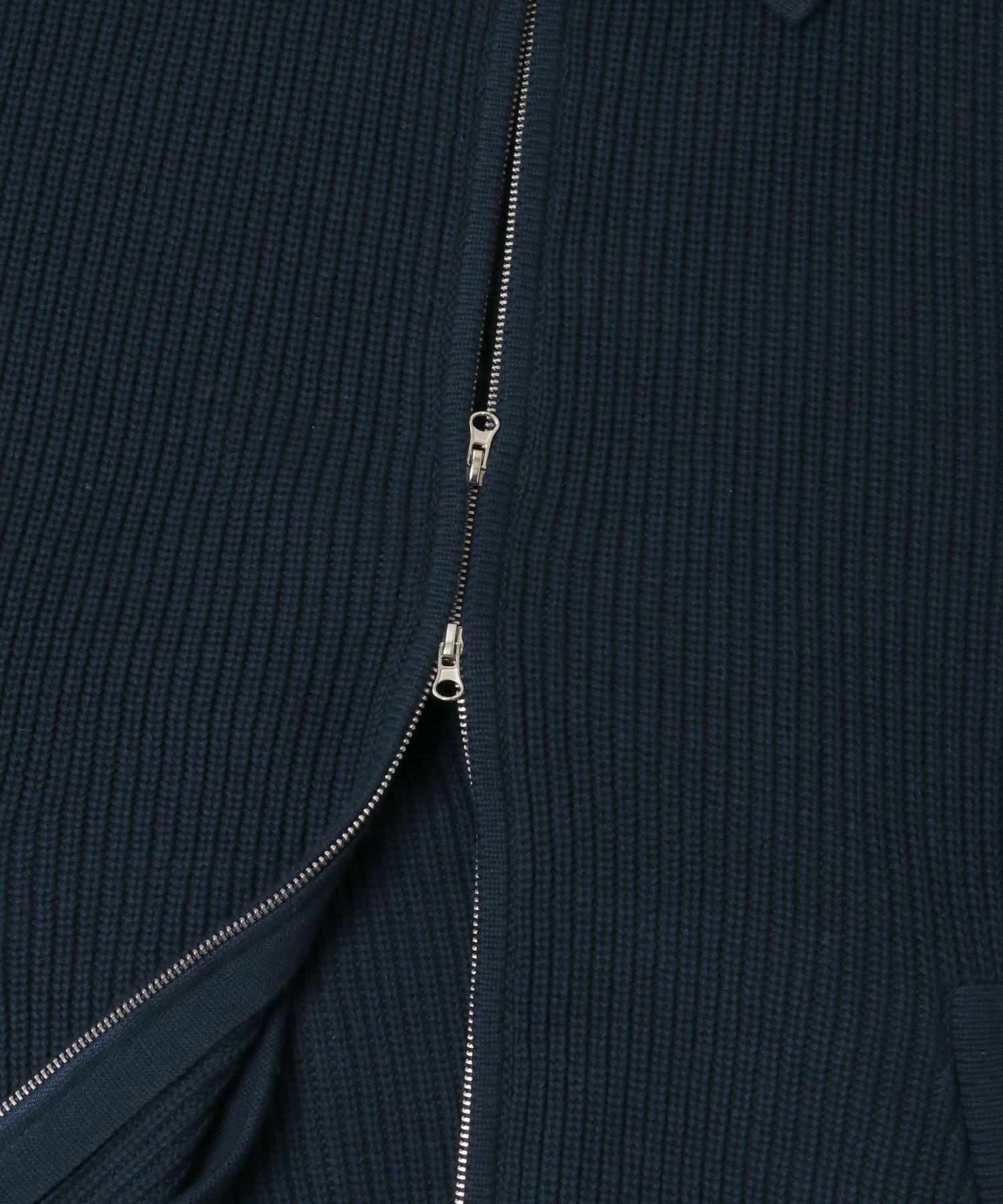 ダブルジップニットカーディガン D.BLUE M
