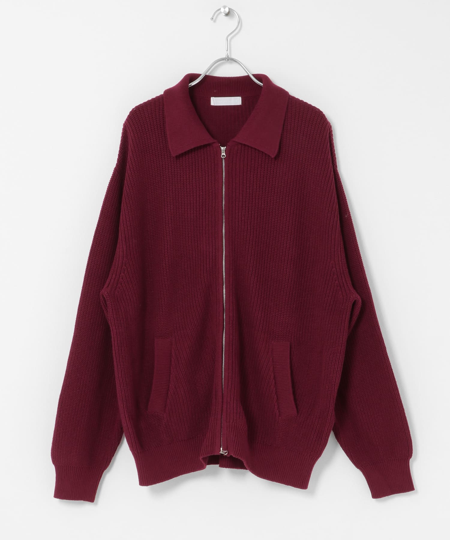 ダブルジップニットカーディガン RED M