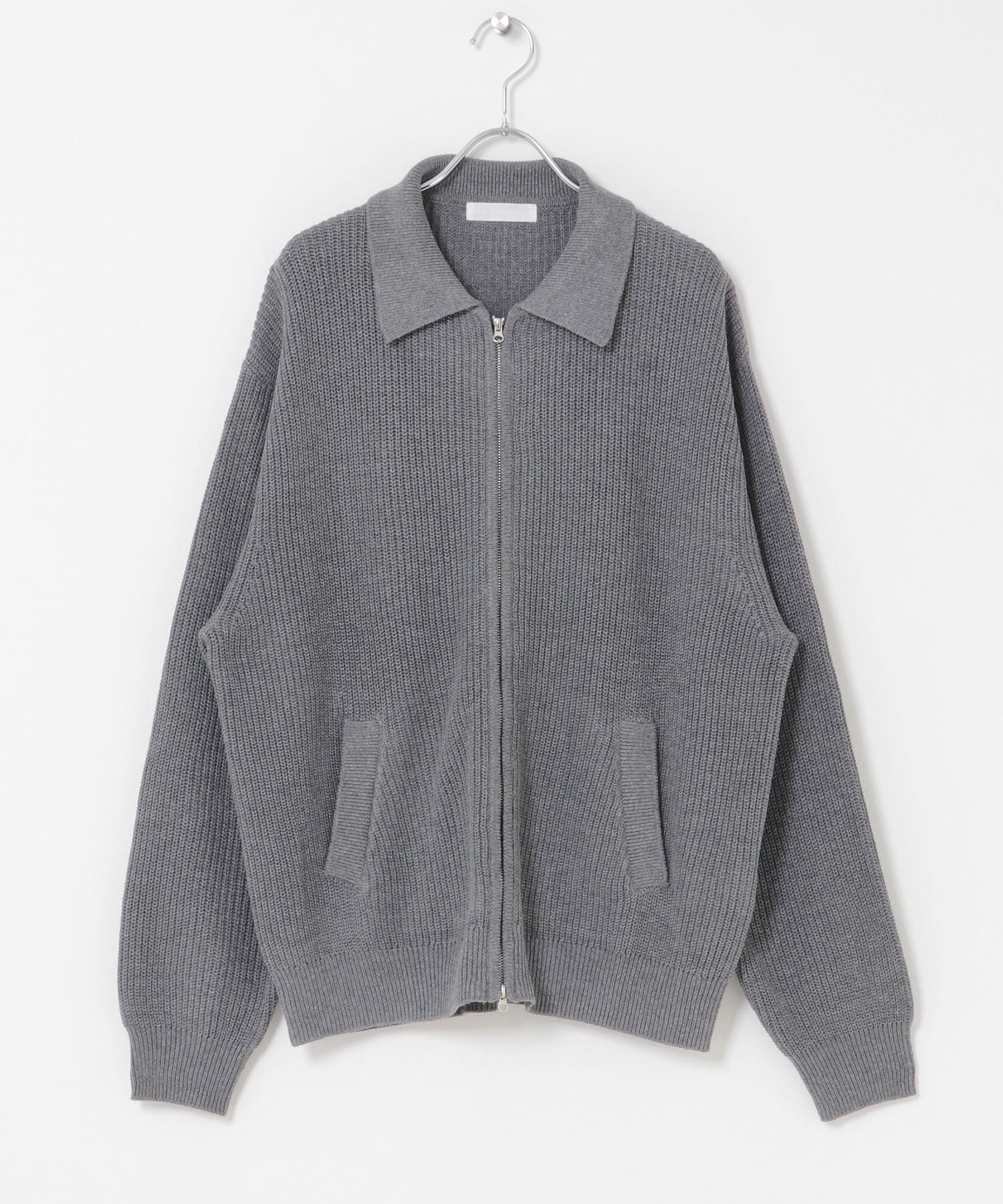 ダブルジップニットカーディガン GRAY M
