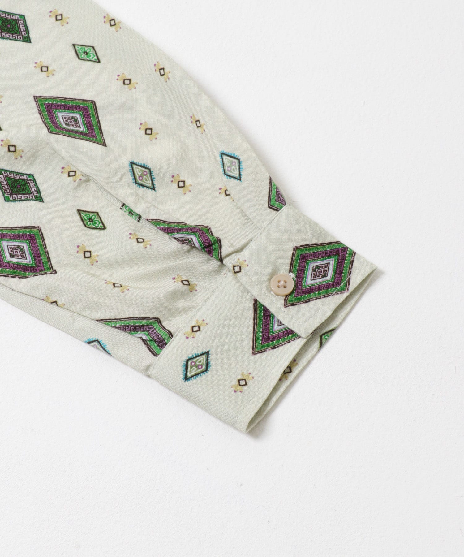 アソートパターンオープンカラーロングスリーブシャツ L.BEG×GRN M