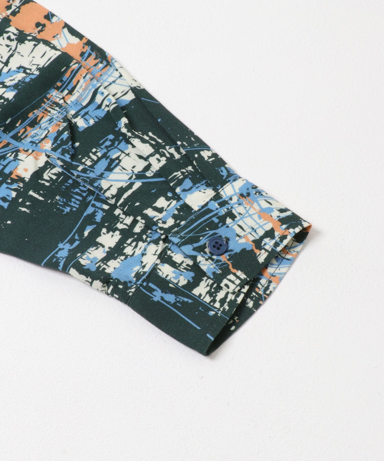 アソートパターンオープンカラーロングスリーブシャツ NVY×BLU M