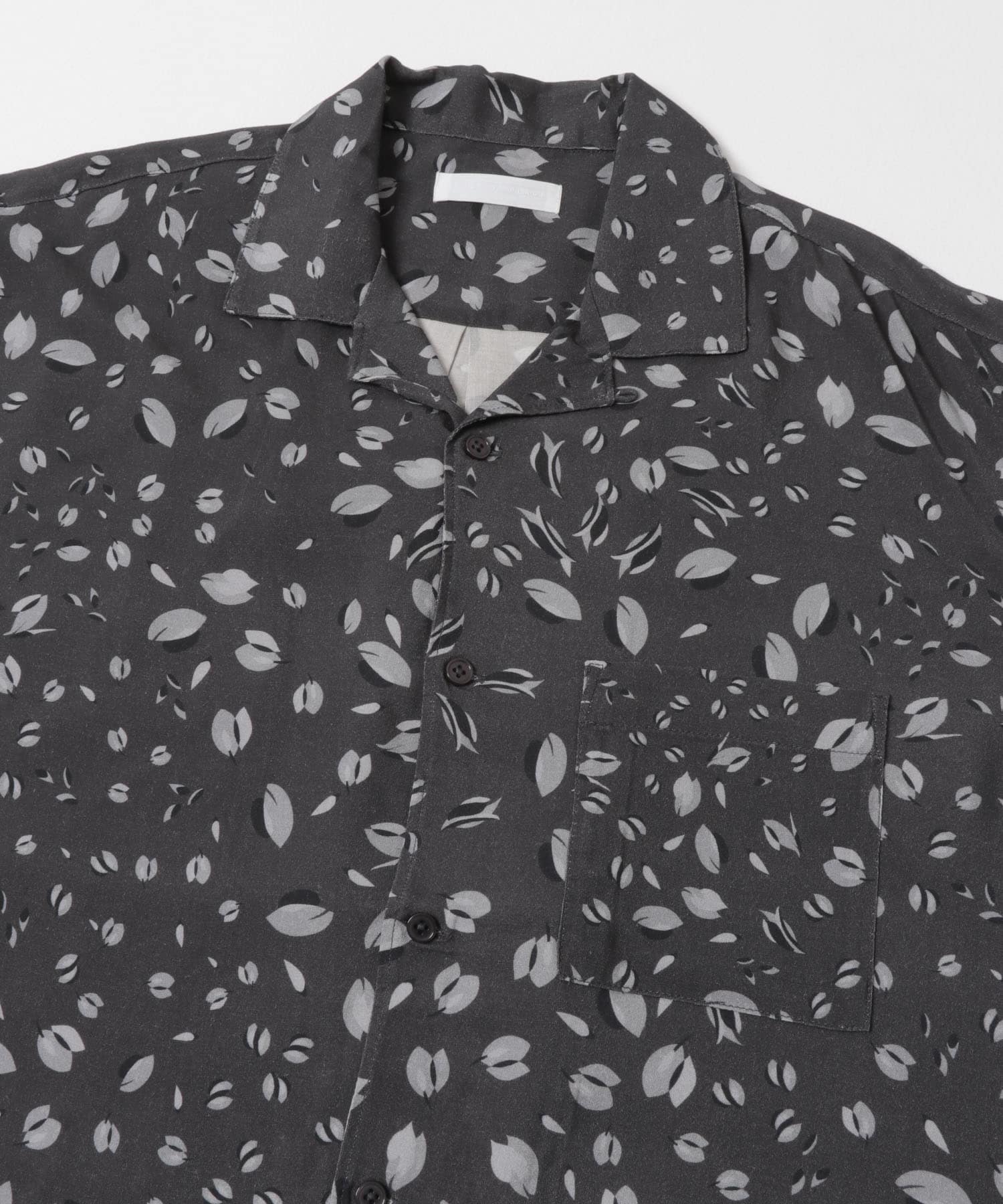 アソートパターンオープンカラーロングスリーブシャツ BLK×CHA M