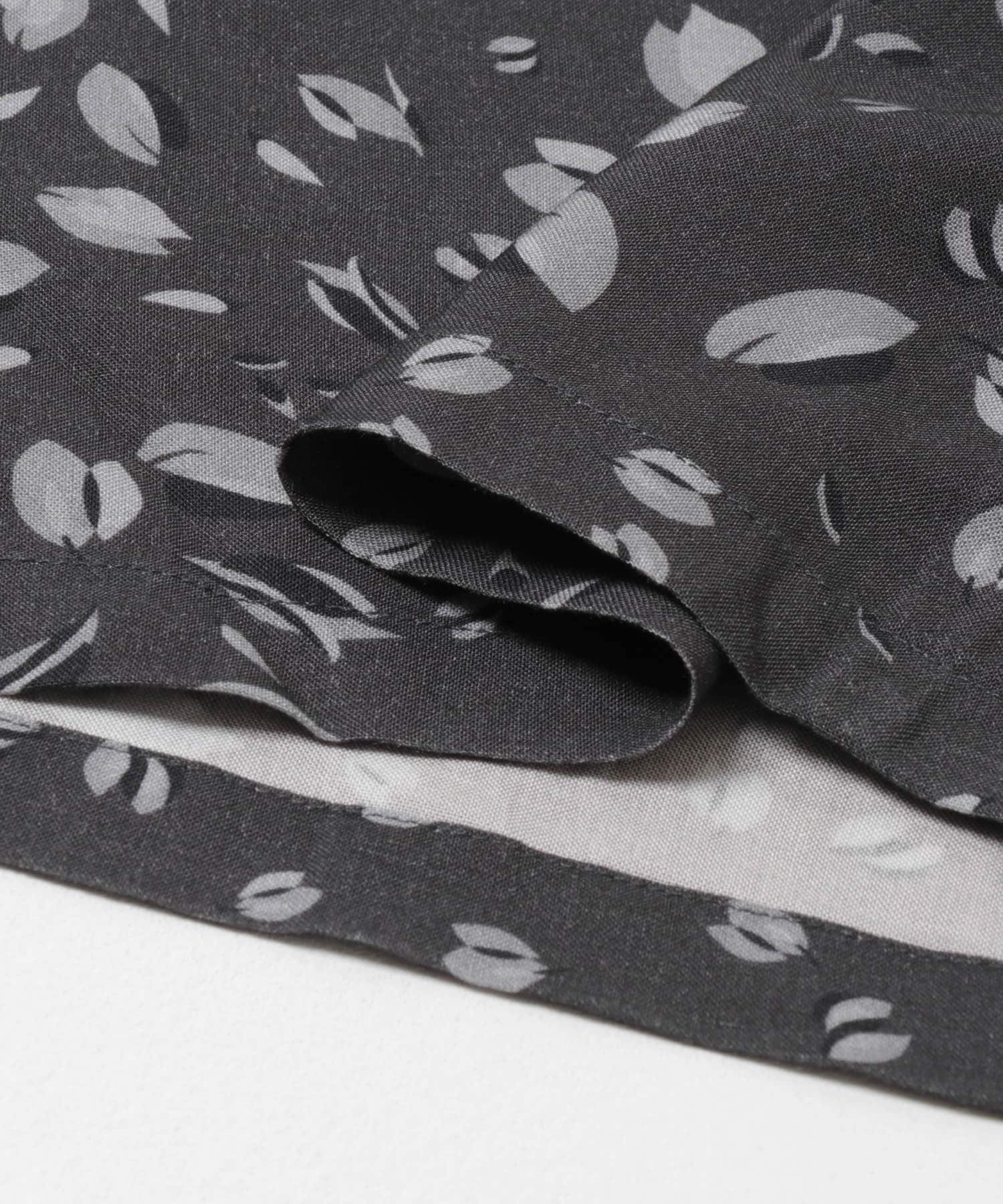 アソートパターンオープンカラーロングスリーブシャツ BLK×CHA M